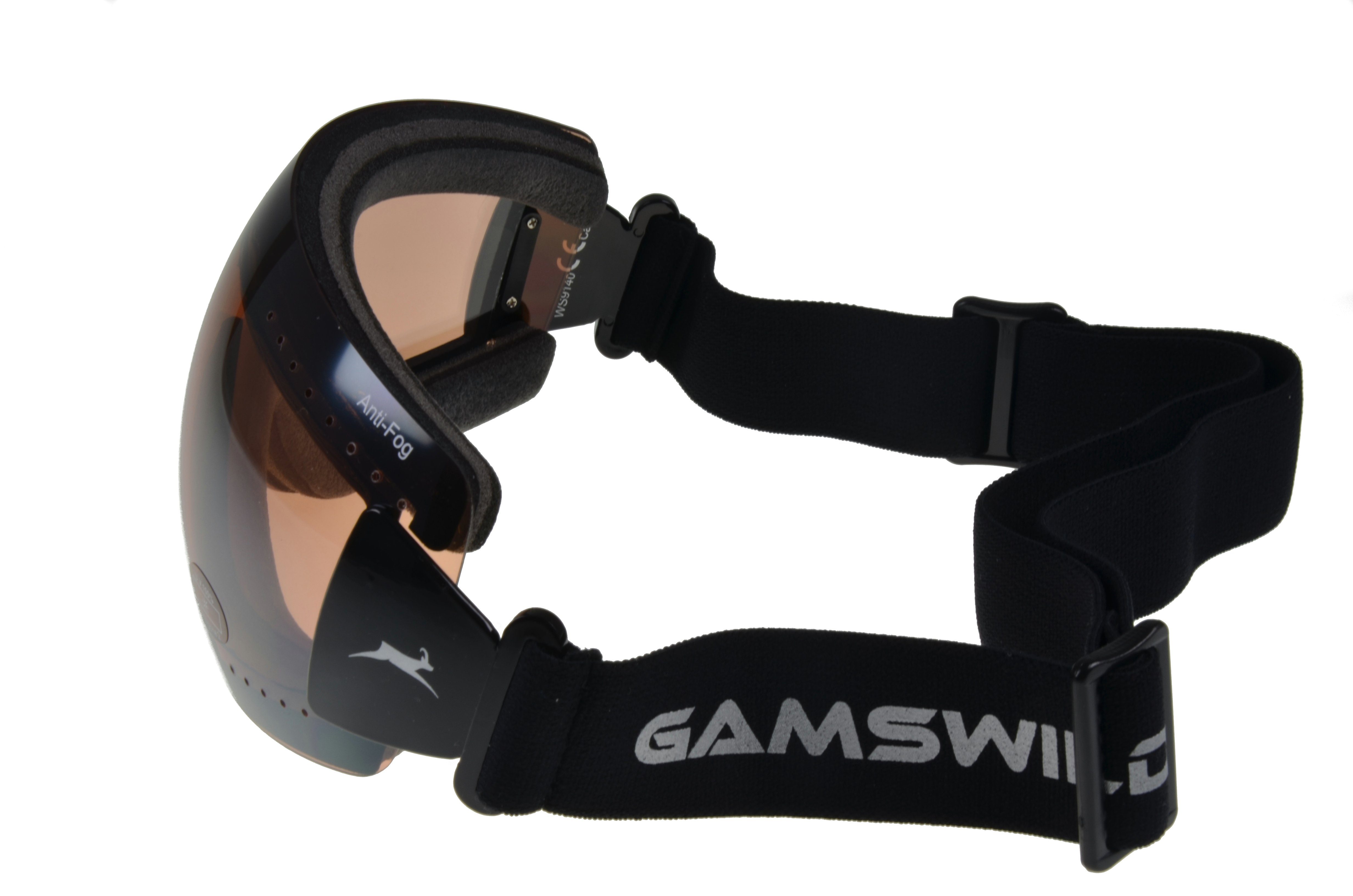 Herren Skibrille blau, Snowboardbrille Skibrille Damen Gamswild WS9140 orange, Sonnenbrille Unisex, Fahrradbrille ANTIFOG Gletscherbrille