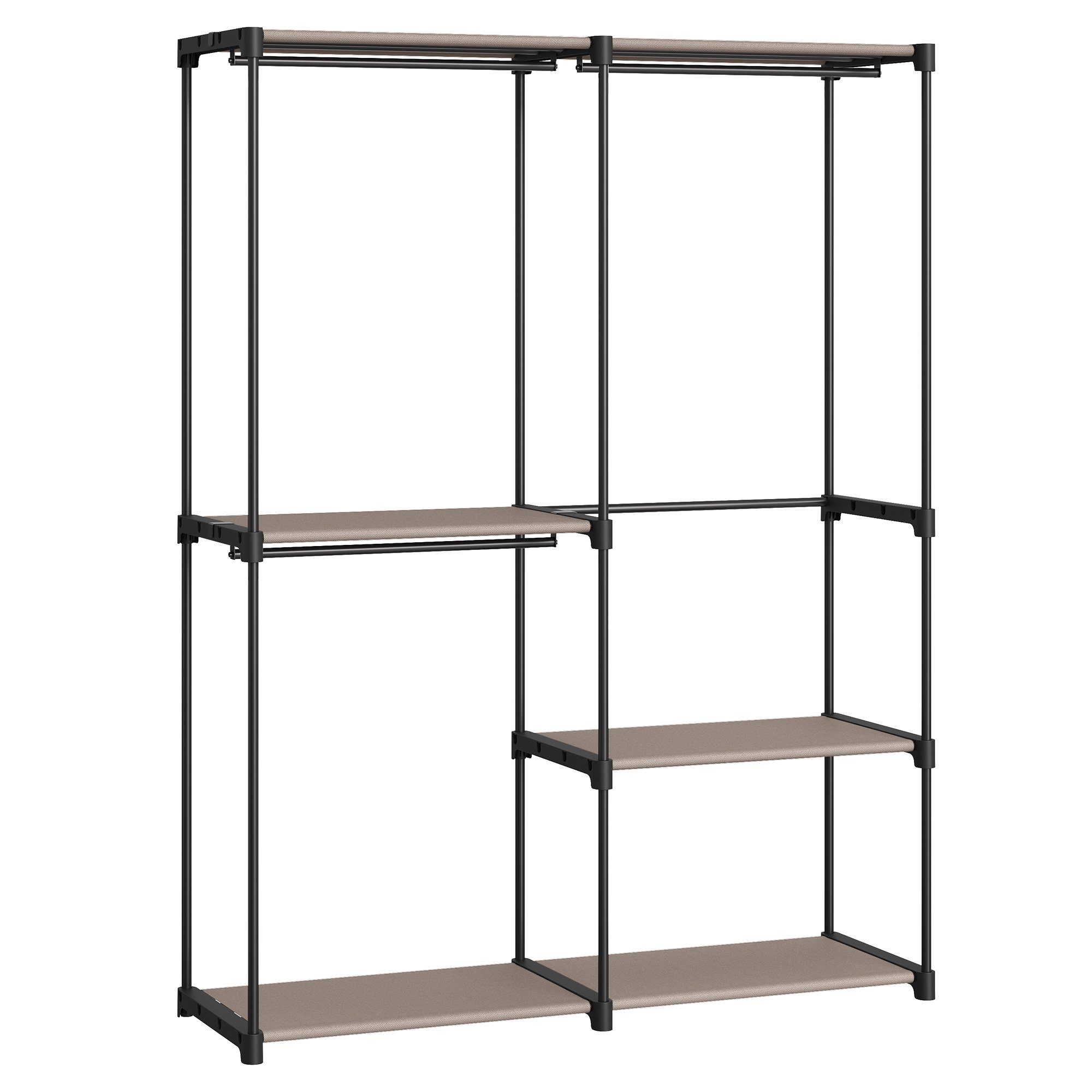 SONGMICS Kleiderständer Kleiderschrank offen, 3 Hängefächer, Kleiderstange, Garderobe – Bild 3 von 5