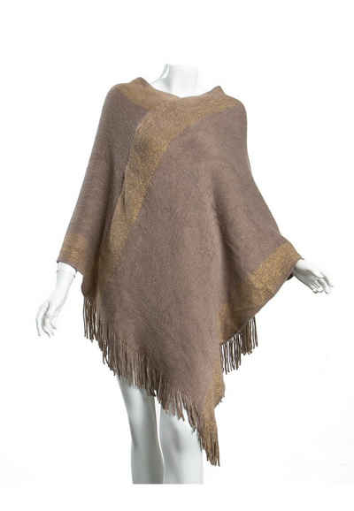 Cassandra Accessoires Strickponcho Fransenwunder kuschelige Qualität mit Goldfaden