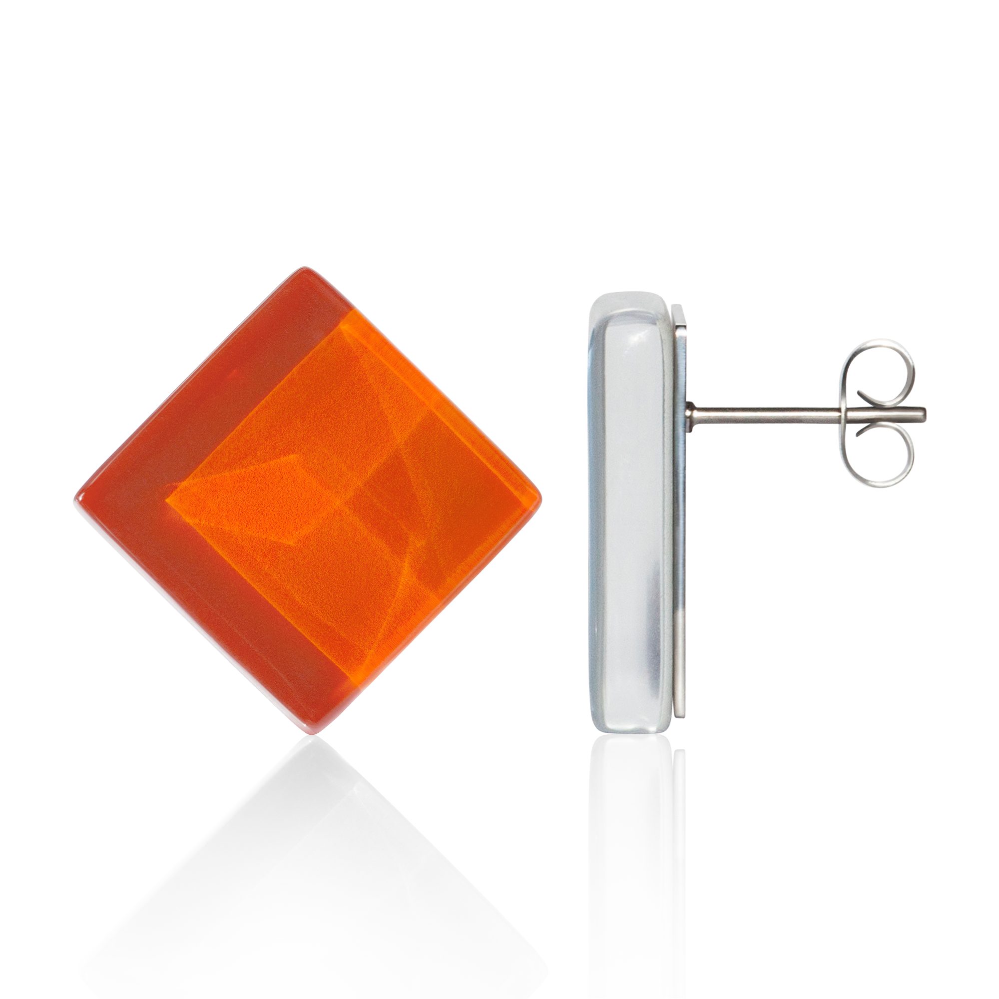 ALEXASCHA Paar Ohrstecker Quadratische Statement Ohrringe aus Glas • handgemacht