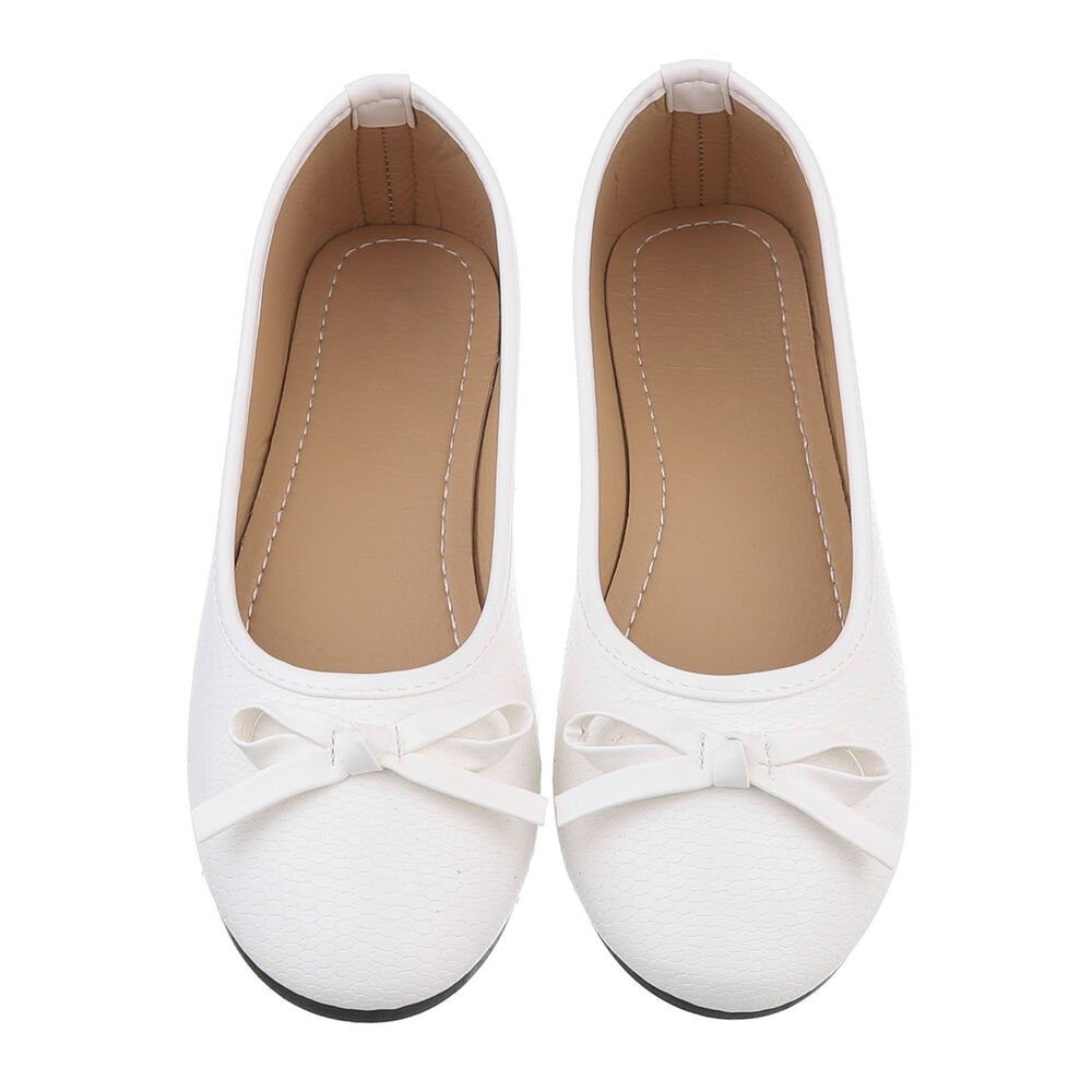 Ital-Design Damen Freizeit Ballerina (85894016) Blockabsatz Klassische Ballerinas in Weiß