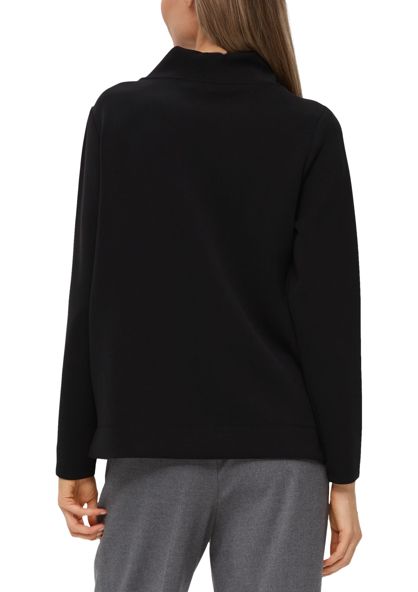 s.Oliver Sweatshirt mit schwarz Kragen drapiertem Scuba-Sweatshirt