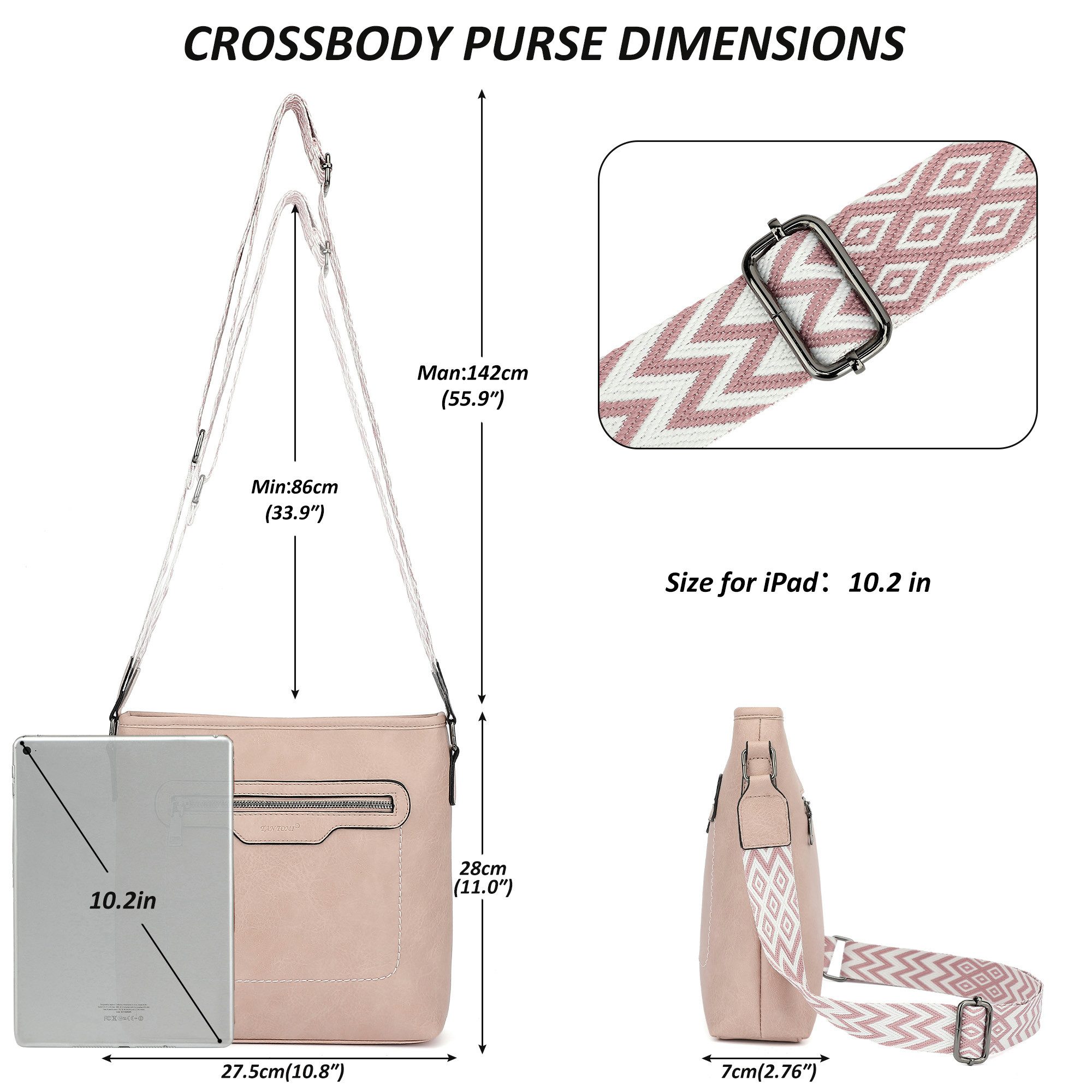 TAN.TOMI Umhängetasche Schultertasche für Damen Modische Henkeltasche Crossbody Bag, Multi-Taschen-Design, verstellbare Schultergurte, Gesäßtasche