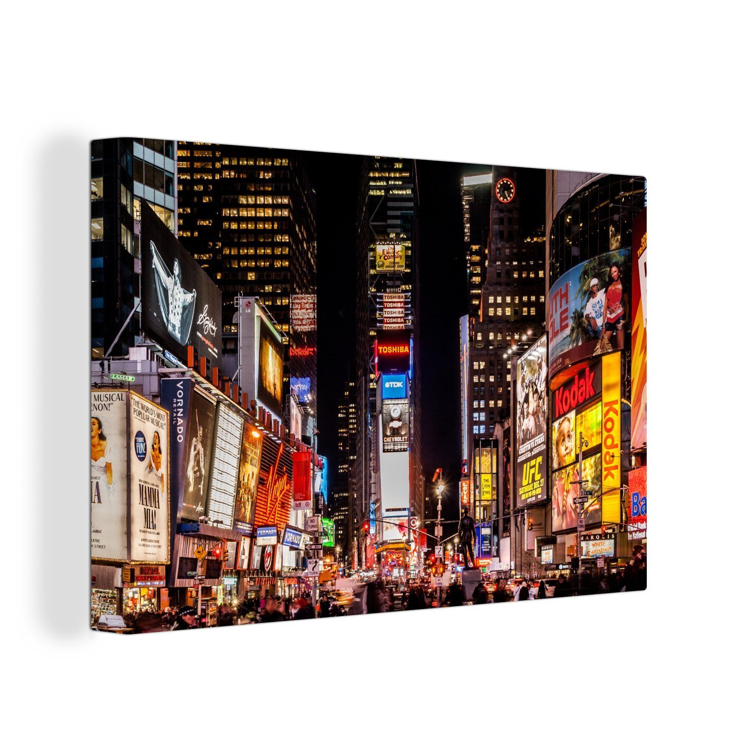 OneMillionCanvasses® Leinwandbild Times Square - Werbetafeln - Nacht, (1 St), Wandbild Leinwandbilder, Aufhängefertig, Wanddeko, 30x20 cm