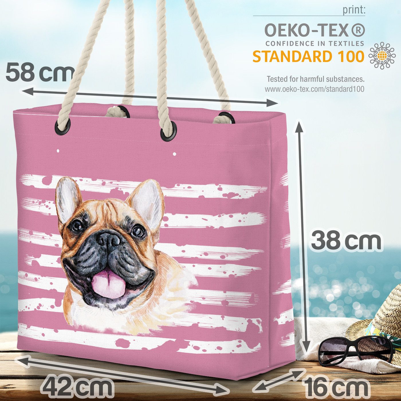 VOID Strandtasche (1-tlg), Französische Bulldogge Frenchie Hund