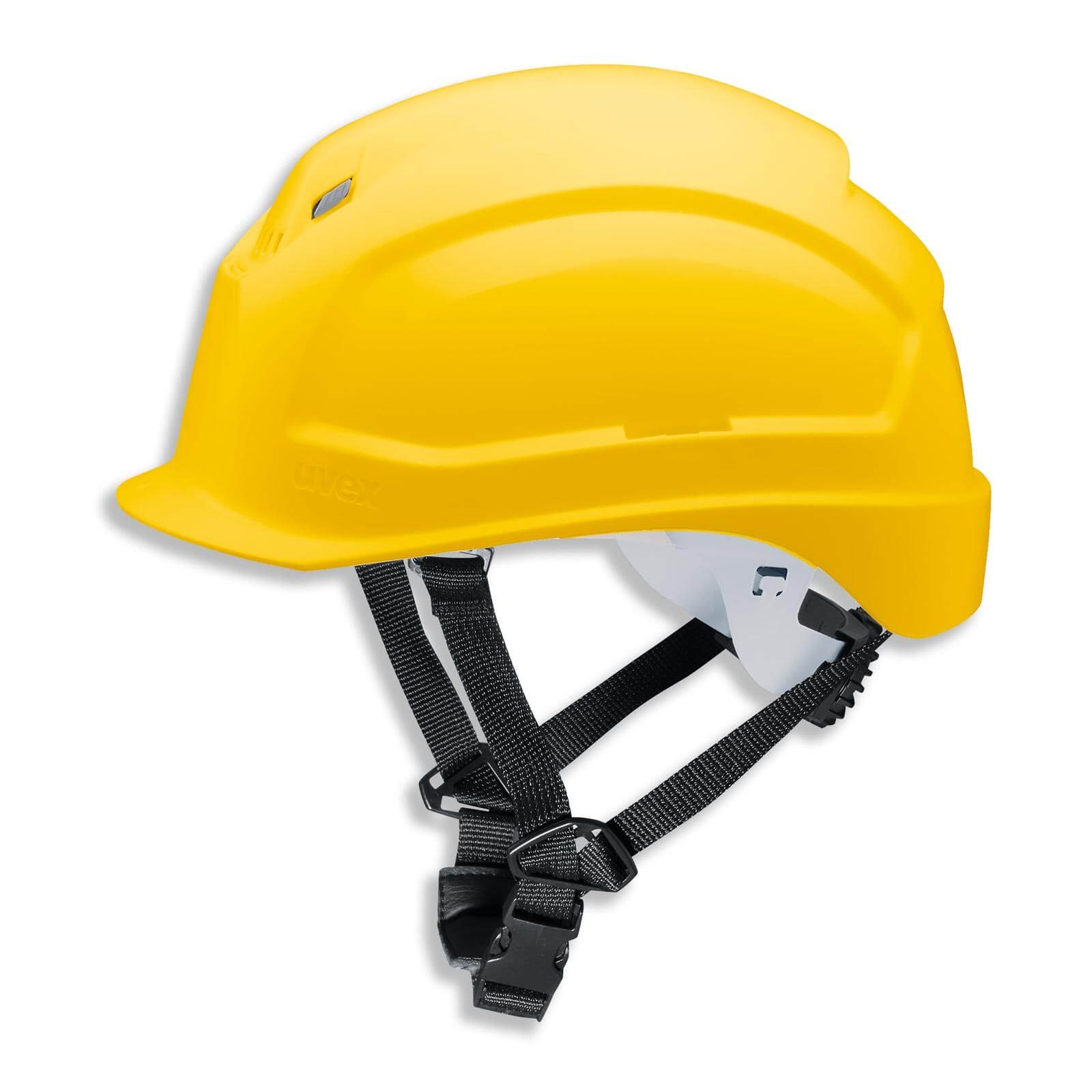 Arbeitsschutz-Helm S-KR Kinnriemen pheos gelb - Vormontierter 4-Punkt Schutzhelm Uvex -