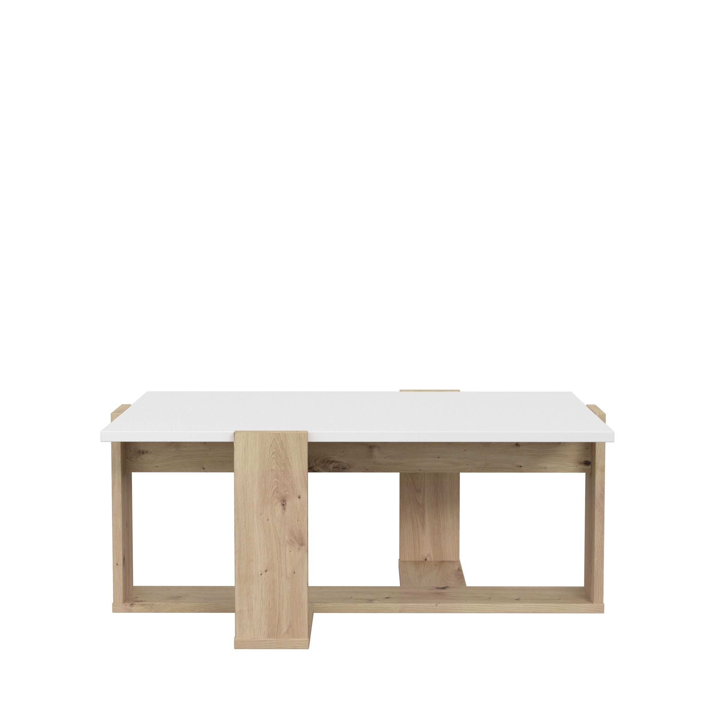freiraum Couchtisch COFFEE TABLES, in Weiss / Artisan Eiche - 110x45,5x70cm (BxHxT)