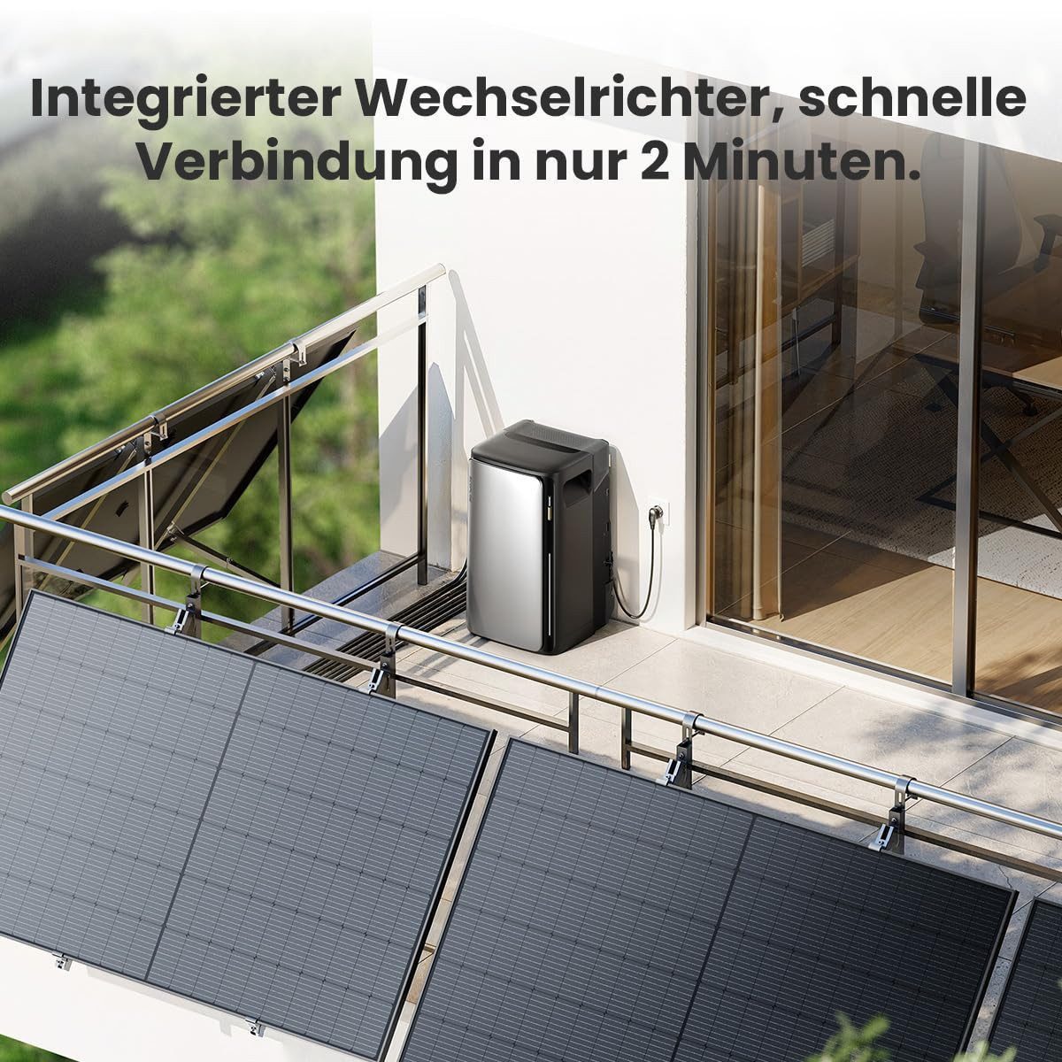Ecoflow Balkonkraftwerk 2000W EcoFlow Stream Ultra 1,92 kWh All-in-One Speicher mit Halterung, (4xFlachdachhalterung und 4x500Wp im Lieferumfang enthalten), 2000 W Solareingang (4 MPPTs) mit integriertem Mikro-Wechselrichter