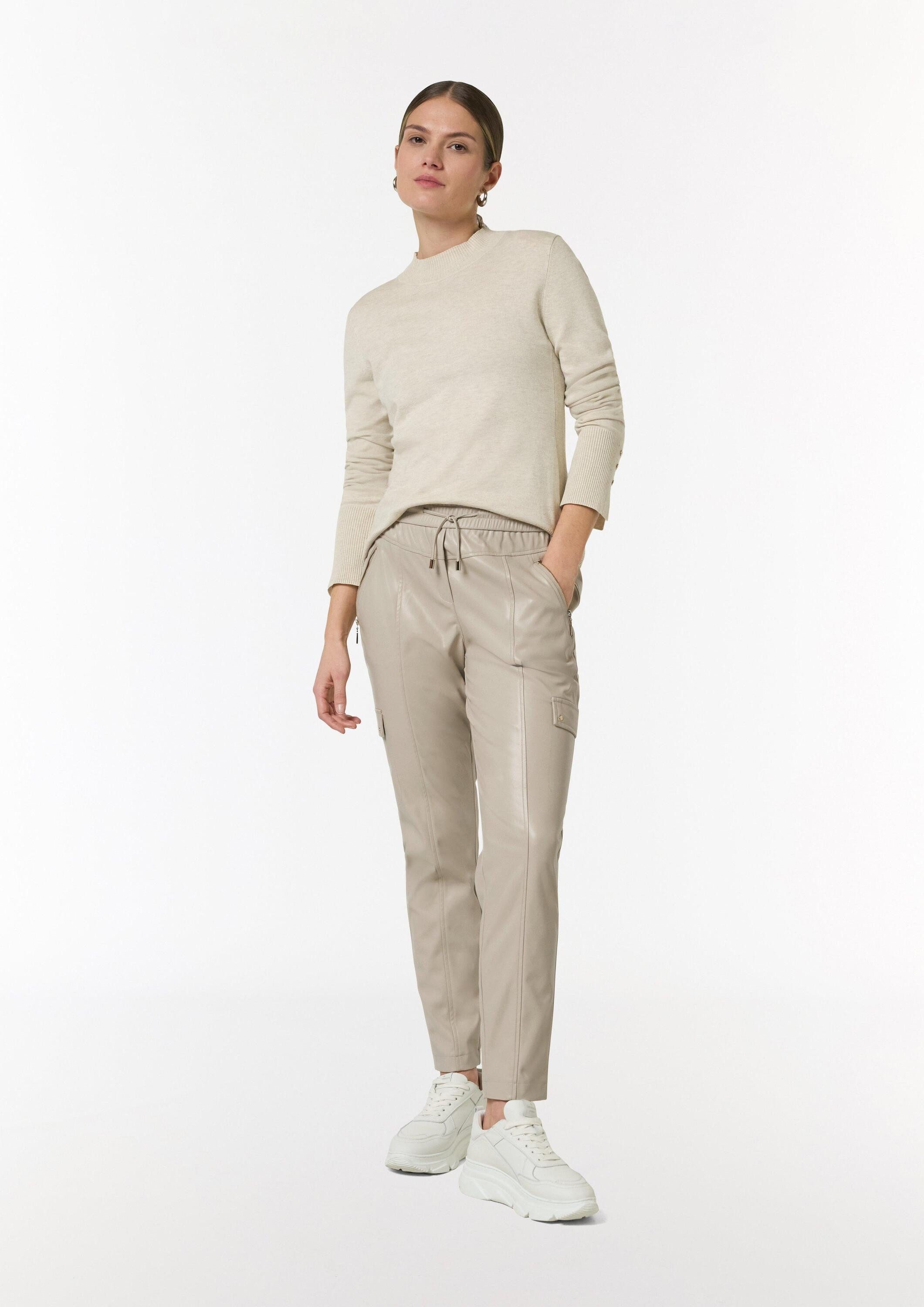 comma 7/8-Hose Hose Schlupfhose in Lederoptik mit Cargotaschen