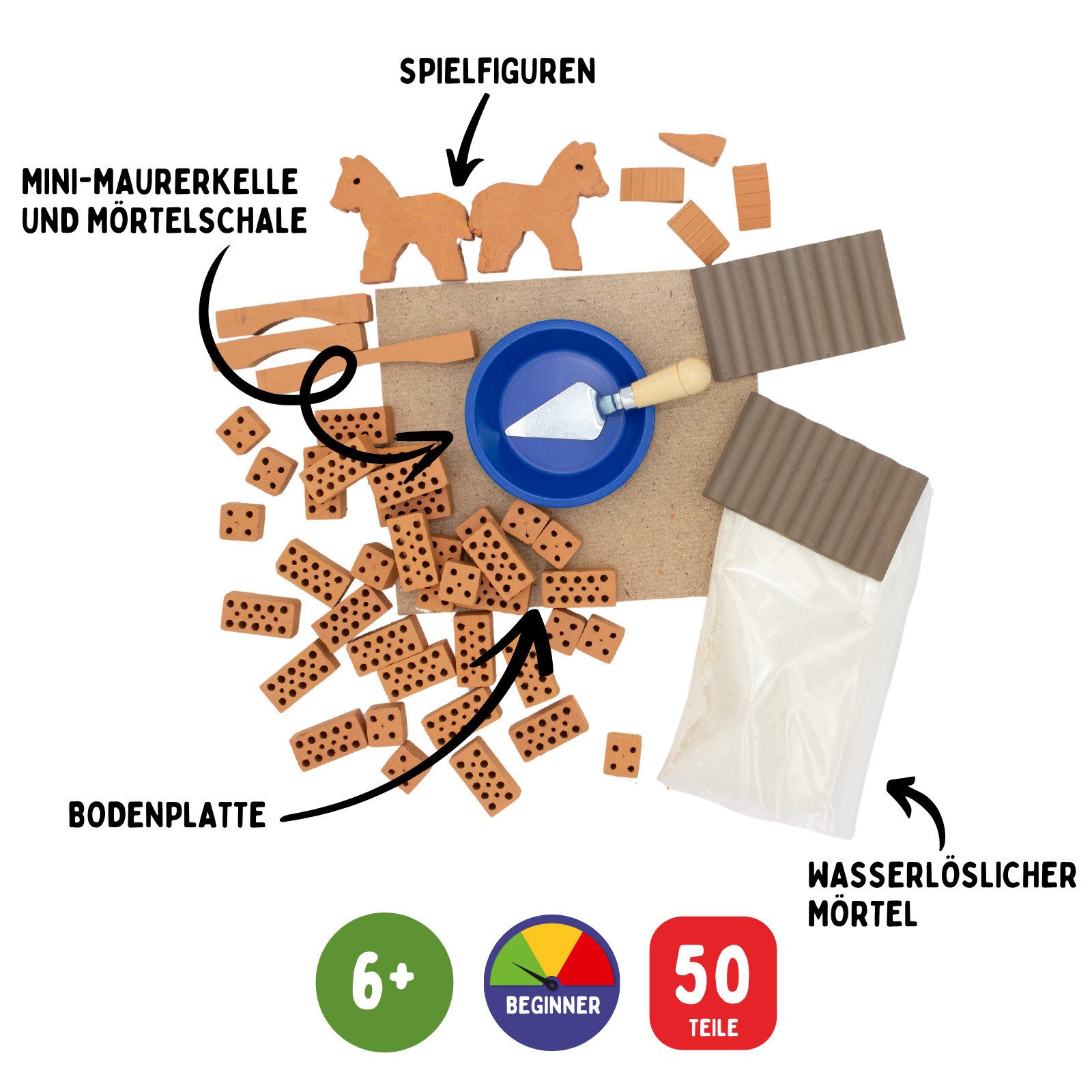 teifoc Kleiner Pferdestall Steinbaukasten, (Lernspielzeug, 50 St., Bastelset), Kreativspielzeug, Made in Germany