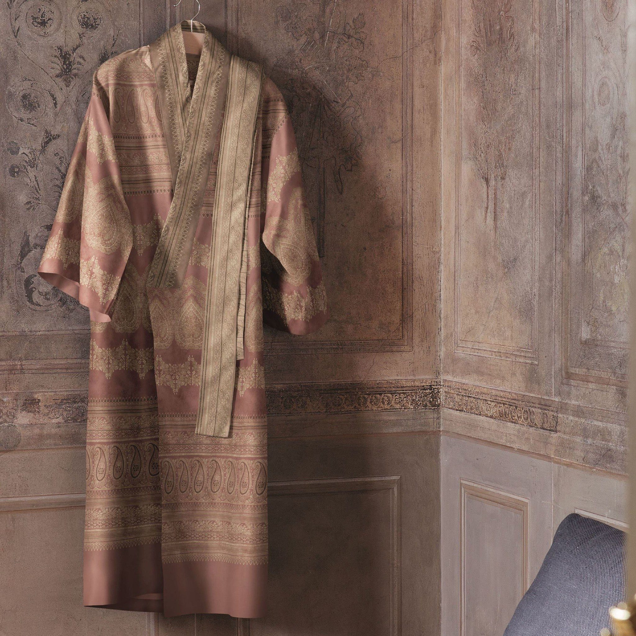 Bassetti Kimono CARRARA P1 in L/XL, 100% Baumwolle, Mit Bindegürtel, Mako-Satin