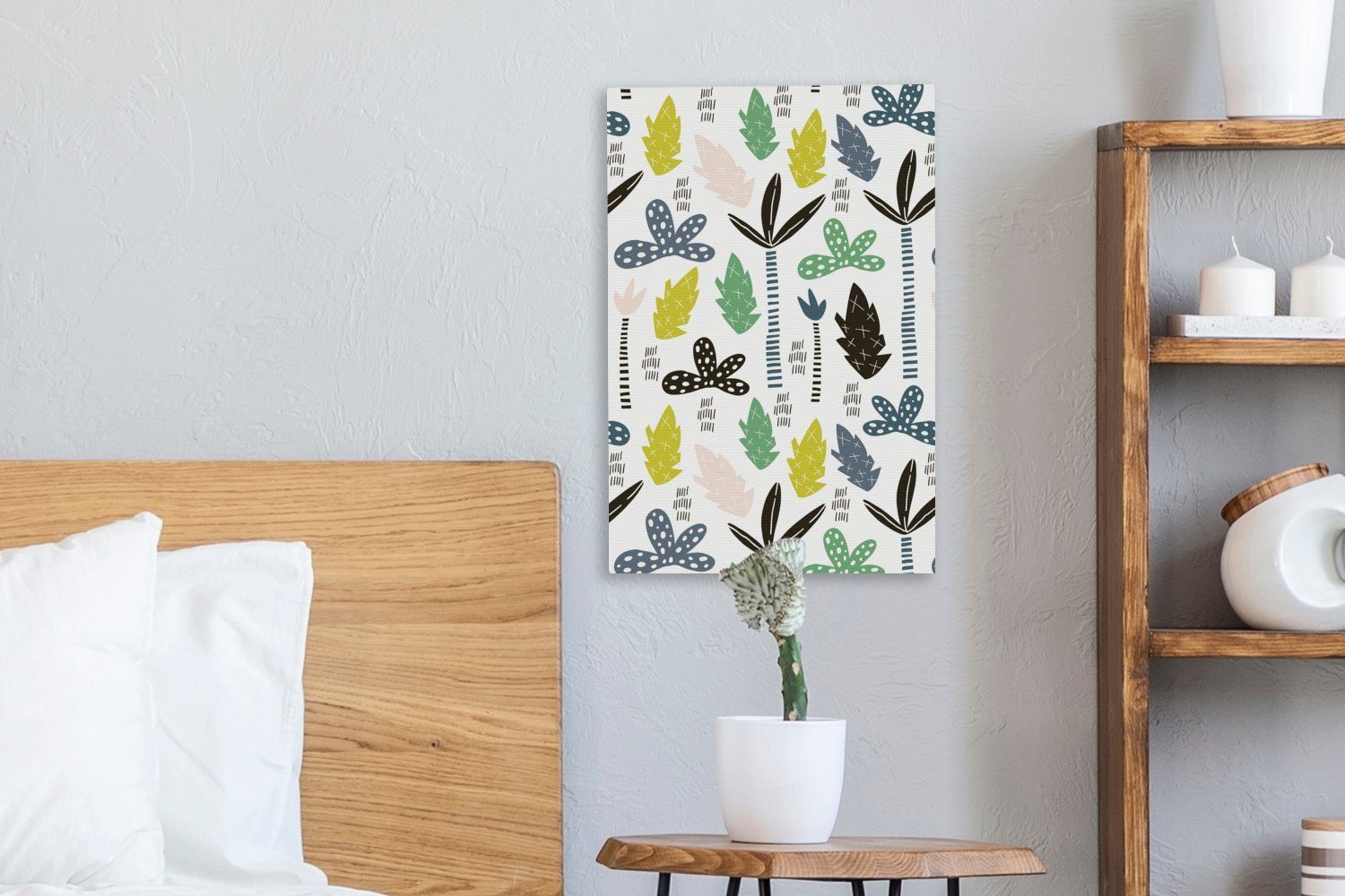 Muster, Baum cm 20x30 Dschungel Blätter Leinwandbild bespannt (1 inkl. Zackenaufhänger, St), OneMillionCanvasses® - fertig - Leinwandbild - Gemälde,