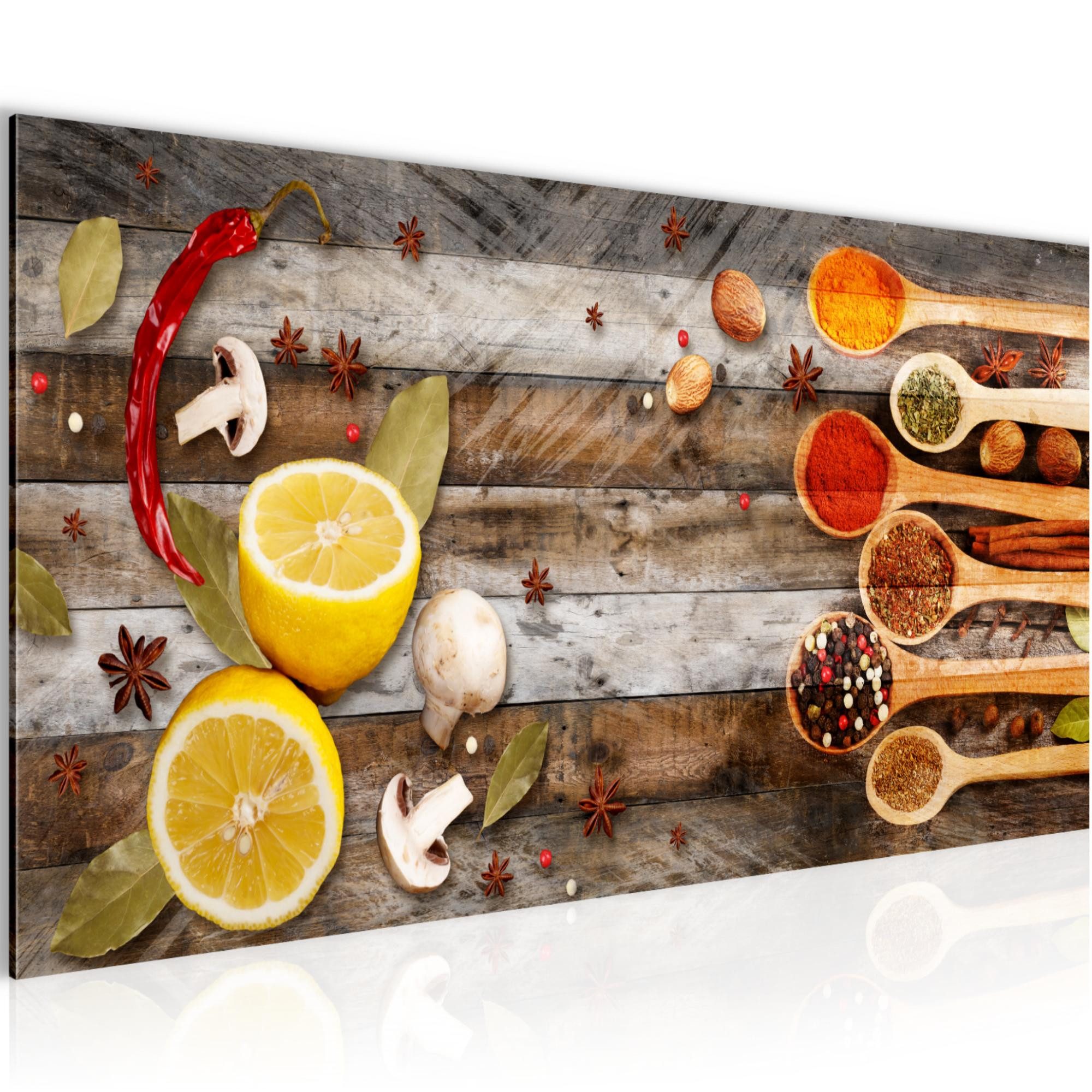 Runa Art Wandbild Küche Gewürze Modern auf Vlies Leinwand Esszimmer Esszimmer 0196, 100L x 40B cm