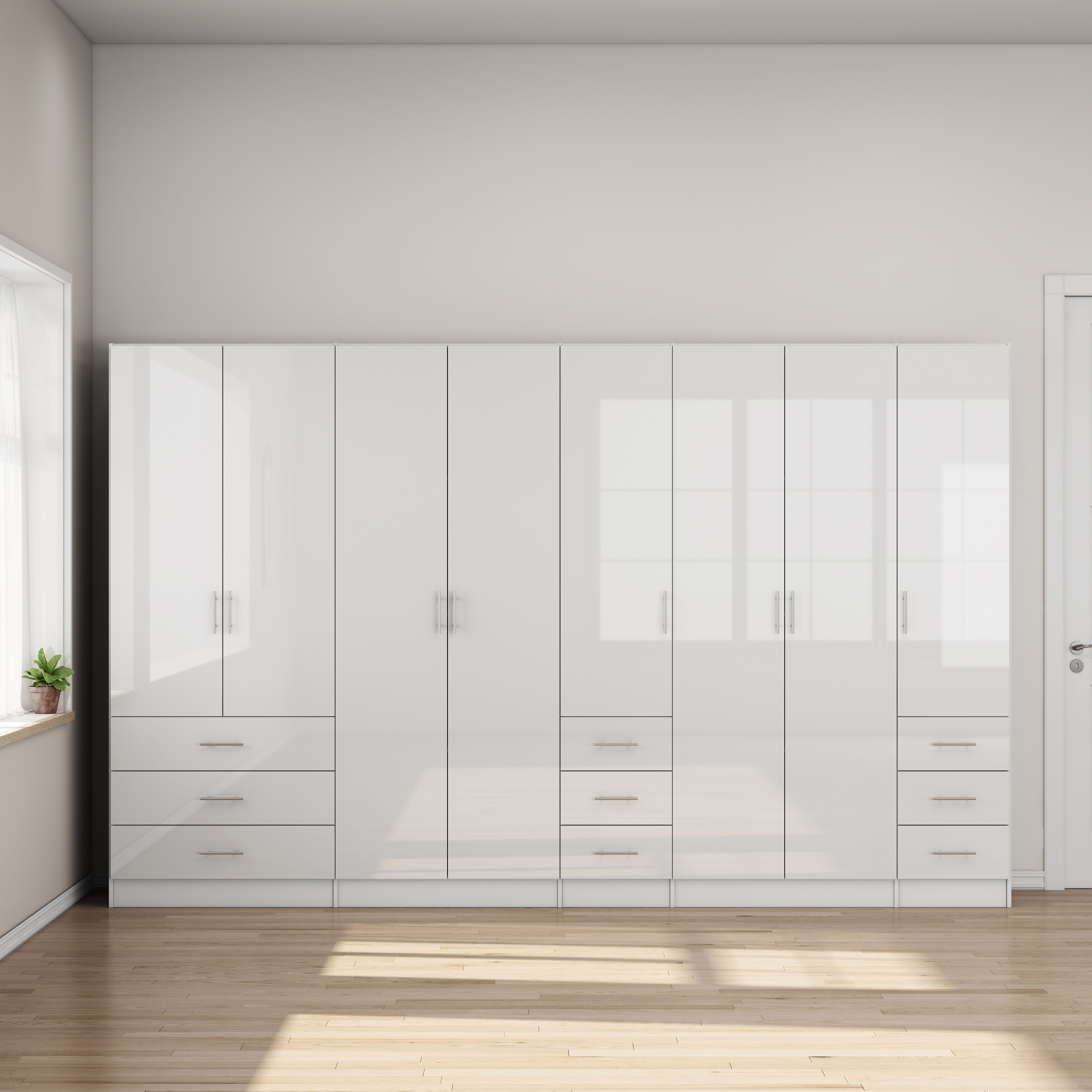 OTTO home Kleiderschrank Trento Schlafzimmerschrank Garderobe hochglanz Schrank mit 8 Türen und 9 Schubladen, hochglänzende Fronten