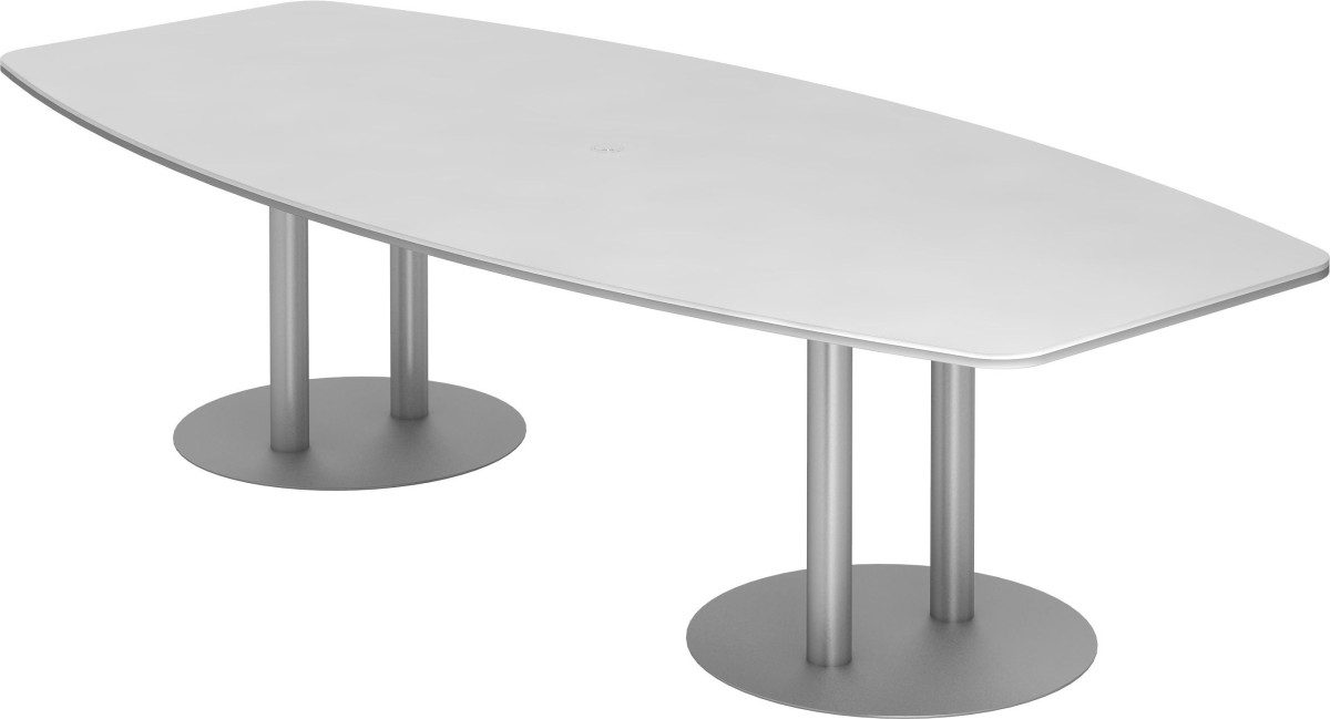 HAMMERBACHER Konferenztisch Konferenztisch T-Serie 280x130/85cm Säulenfuß weiß/silber