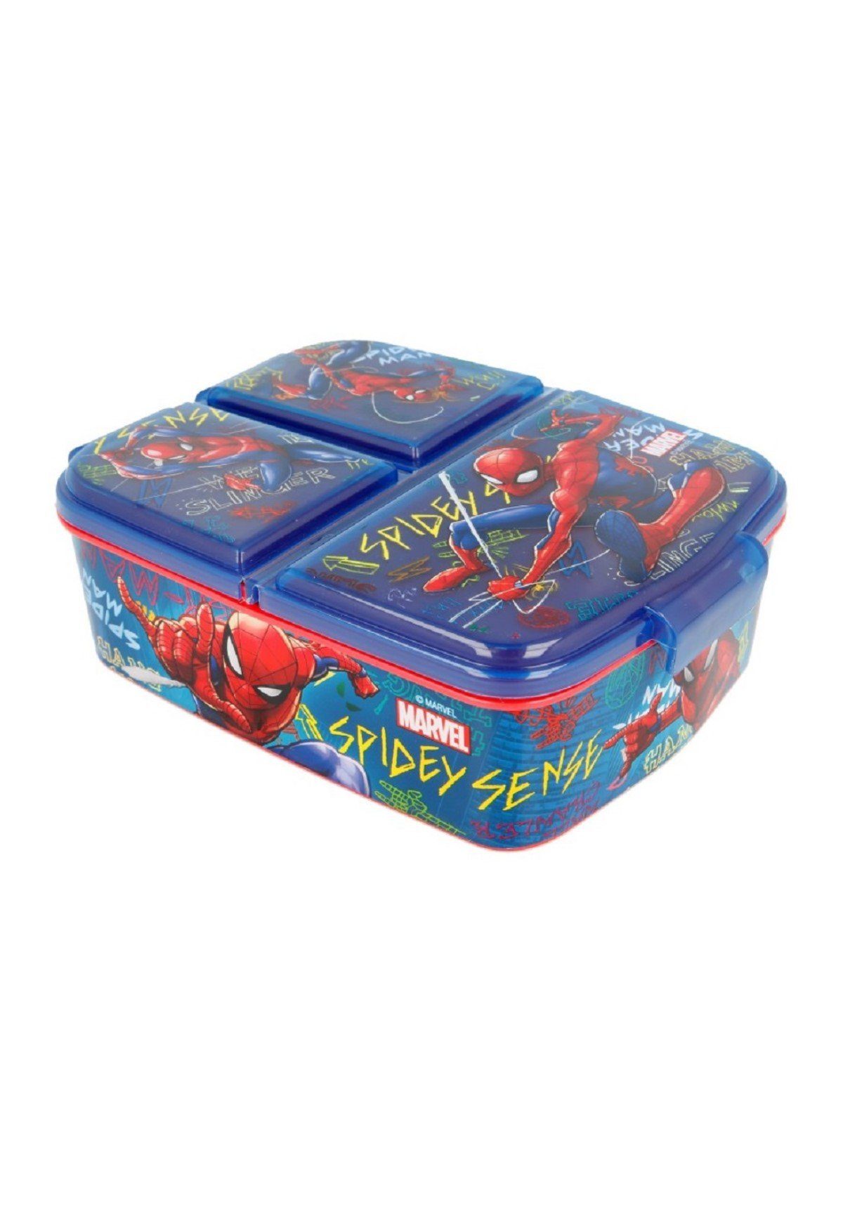 MARVEL Spiderman 3 Lunchbox mit Vesperdose Fächern Brotdose, BPA-frei
