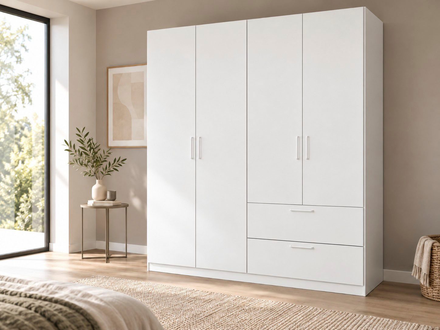 OTTO home Drehtürenschrank Kleiderschrank Schrank Garderobe Wäscheschrank CHALLENGER (Breiten 181/226 cm, Höhen 197/210 cm) Metallgriffe in Graumetallic und geräumige Schubladen MADE IN GERMANY