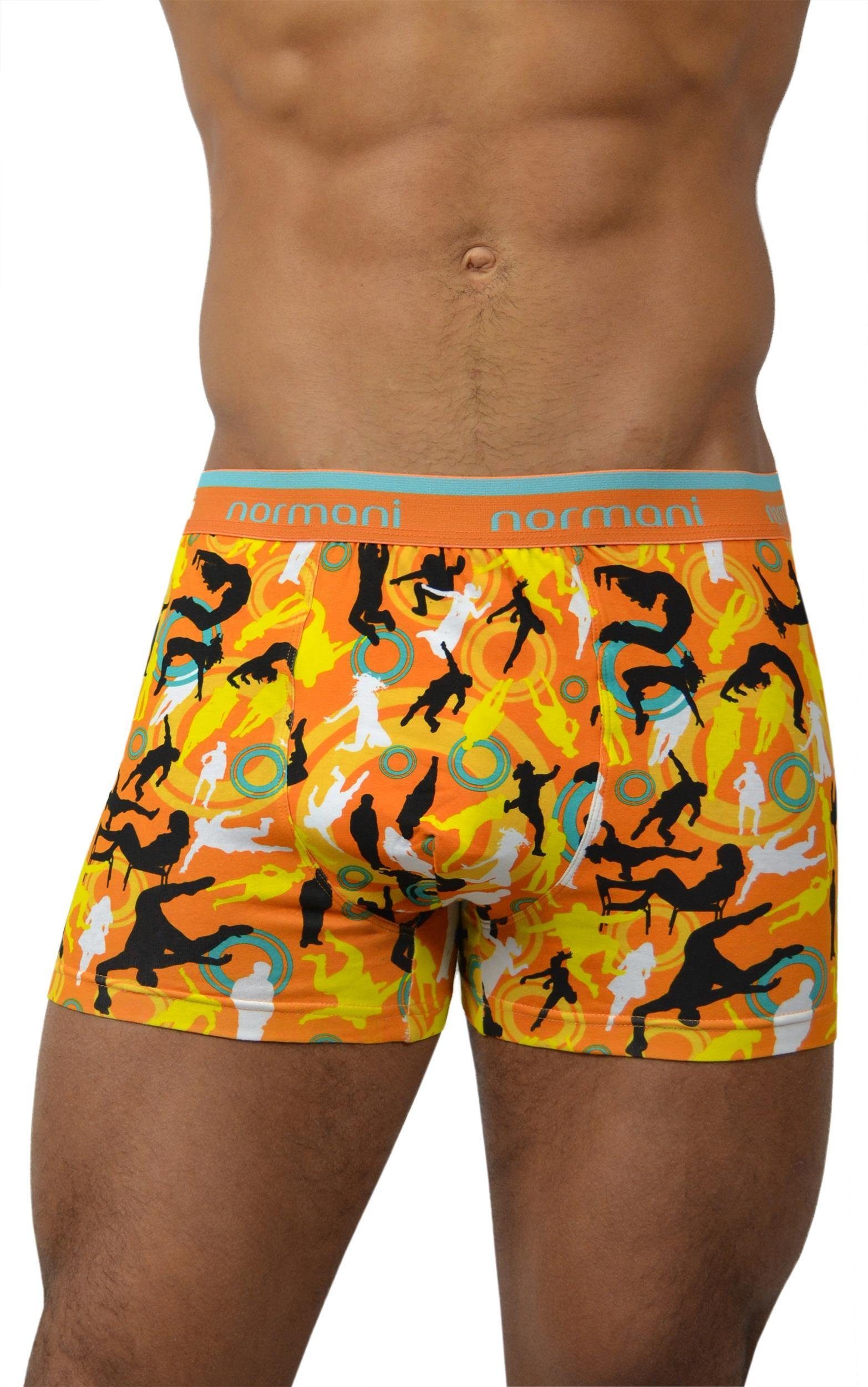 Dance Baumwolle Unterhose aus Boxer Stück 6 atmungsaktiver and Retro Style/Orange normani Boxershorts aus Retro Baumwolle