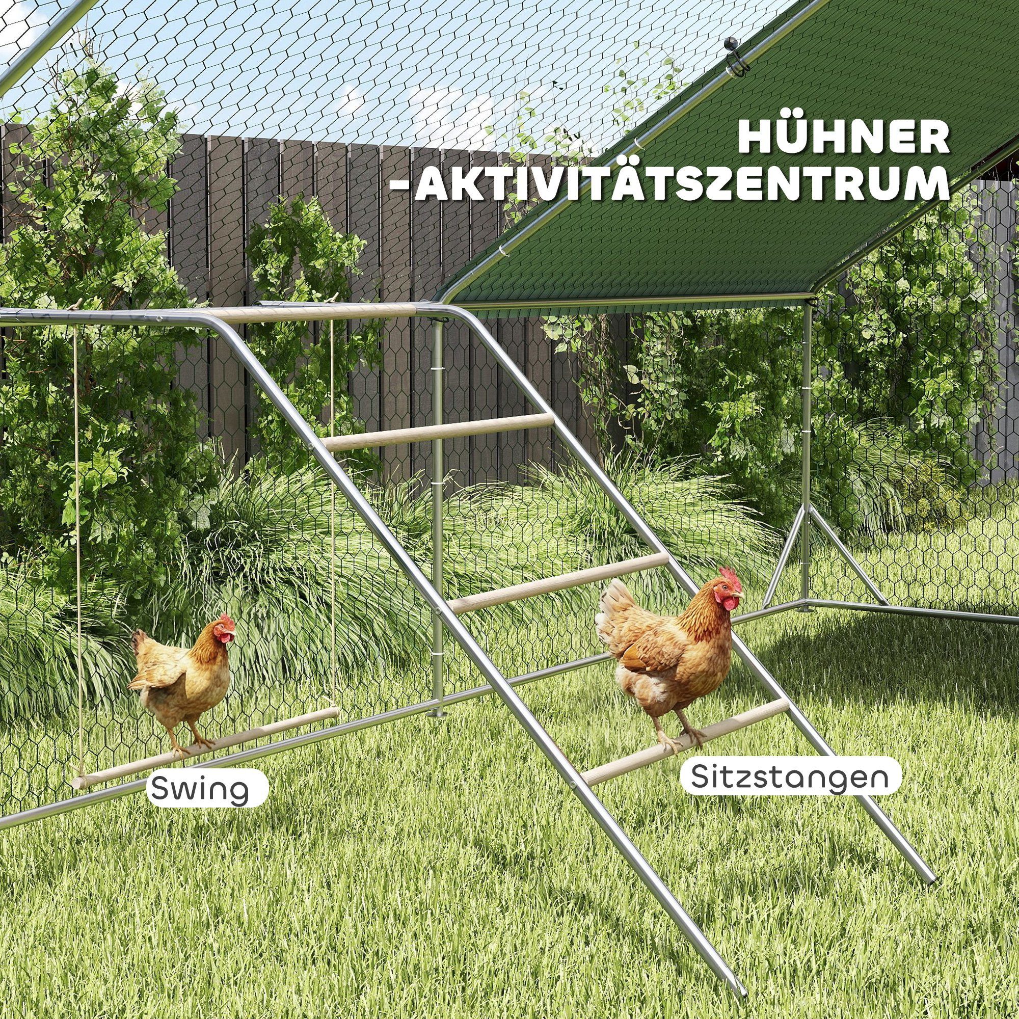 PawHut Hühnerstall Hühner Spielgerüst aus Holz, verstellbar Schaukel für 4-6 Hühnern, Hühner-Spielgerüst mit Schaukel – Bild 4 von 5