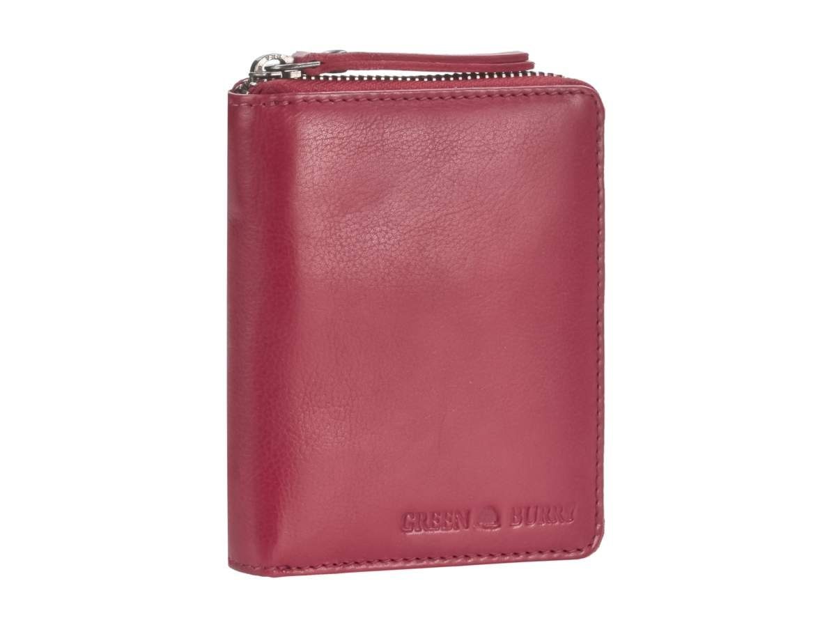 Greenburry Geldbörse Leder Geldbörse, Reißverschlussbörse, Portemonnaie mit 9 Kartenfächern, Reißverschluss