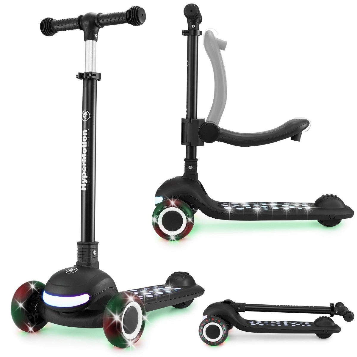 Dreiradscooter HyperMotion LUMI 2in1 Kinderroller mit LED-Beleuchtung