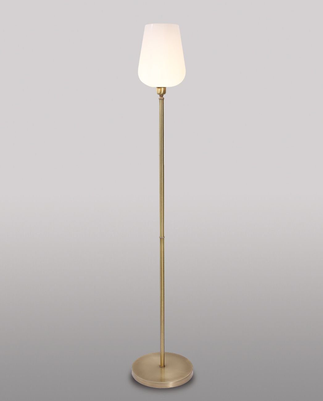 Handarbeit ohne Leuchtmittel, Vintage Bronze Stehlampe TALIS, Licht-Erlebnisse Weiß in Messing Glasschirm Standleuchte