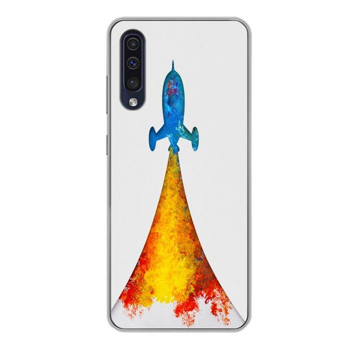 MuchoWow Handyhülle Illustration - Rakete - Kinder - Malen Handyhülle Samsung Galaxy A50 Smartphone-Bumper Print Handy