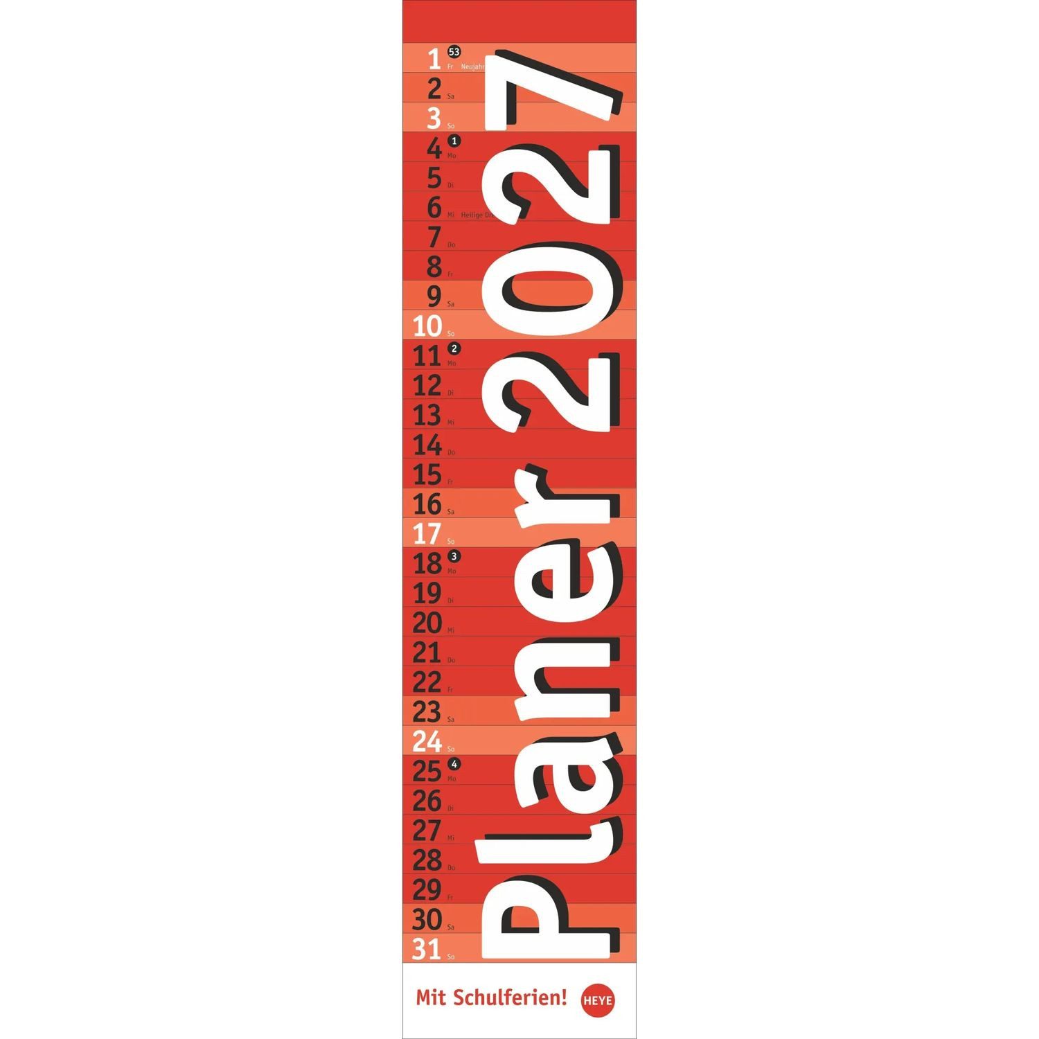 HEYE Wandkalender Langplaner, rot 2027