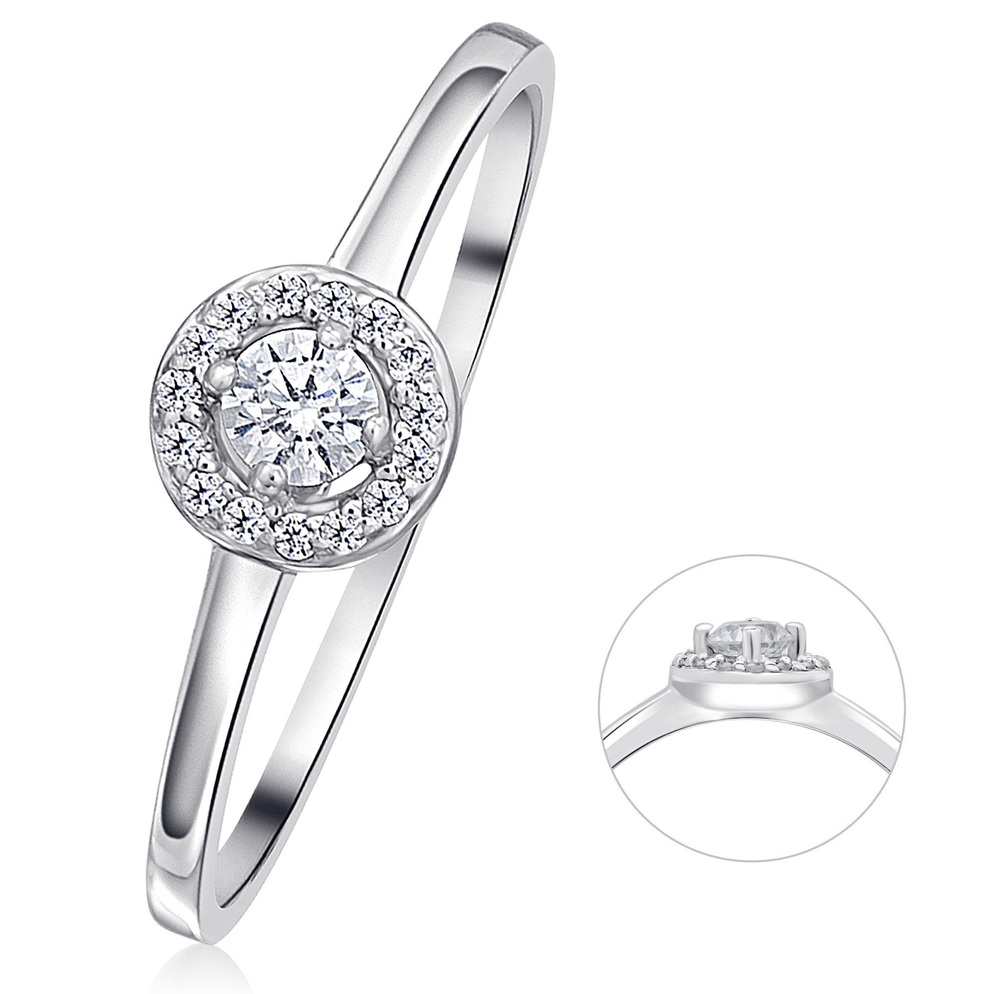 ONE ELEMENT Diamantring 0,15 ct Diamant Brillant Invisible Ring aus 585 Weißgold, Damen Gold Schmuck Invisible | Goldringe
