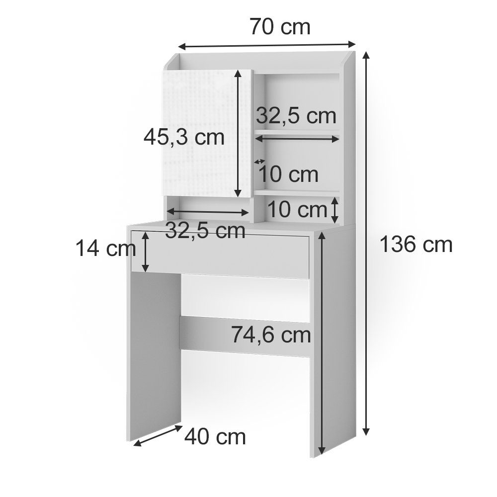 Vicco Schminktisch Laura, Weiß, 70 cm