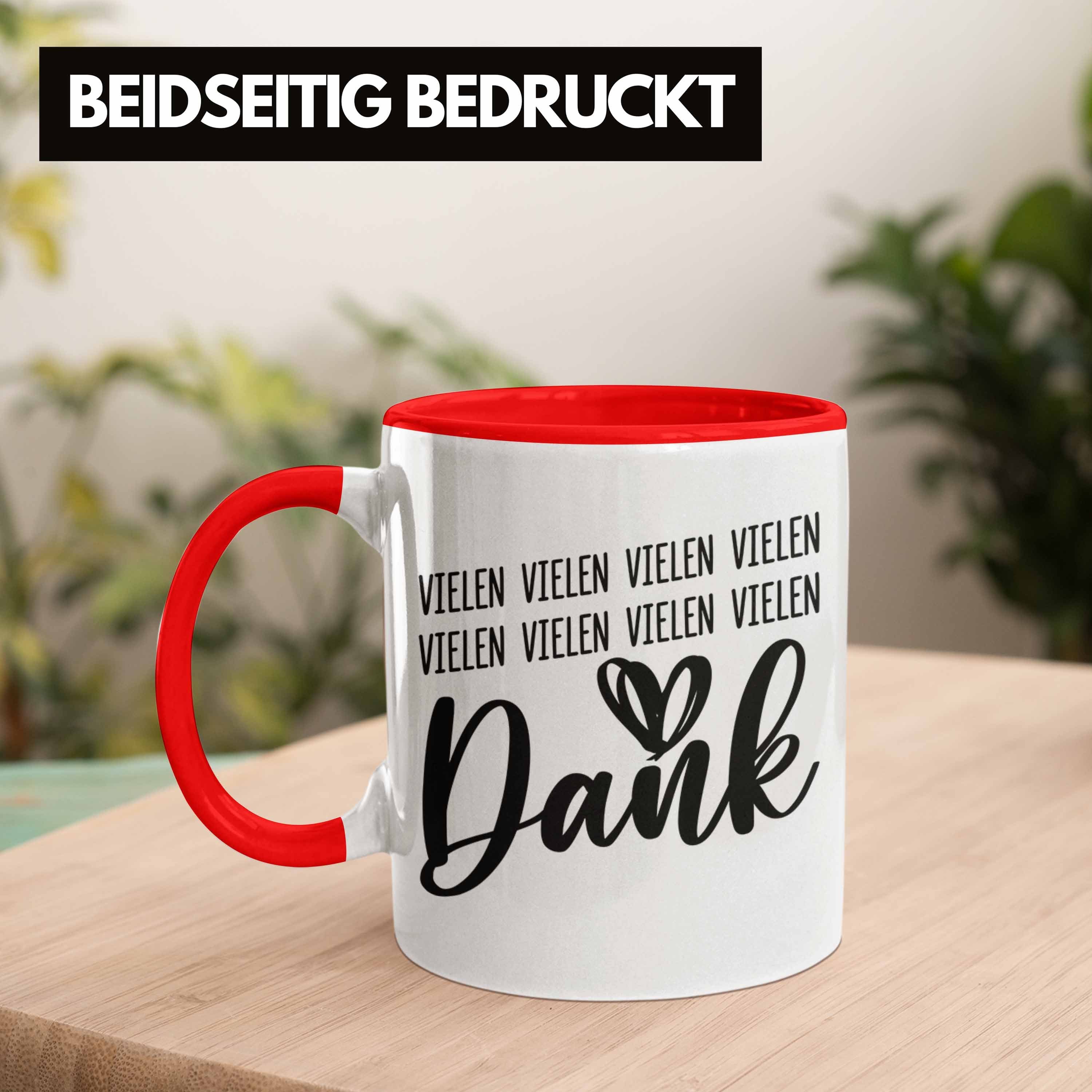 Trendation Tasse Trendation - Dankeschön Geschenke Kaffeetasse Danke Rot Tasse Dankbarkeit Danke Geschenkidee Sagen Dankbar