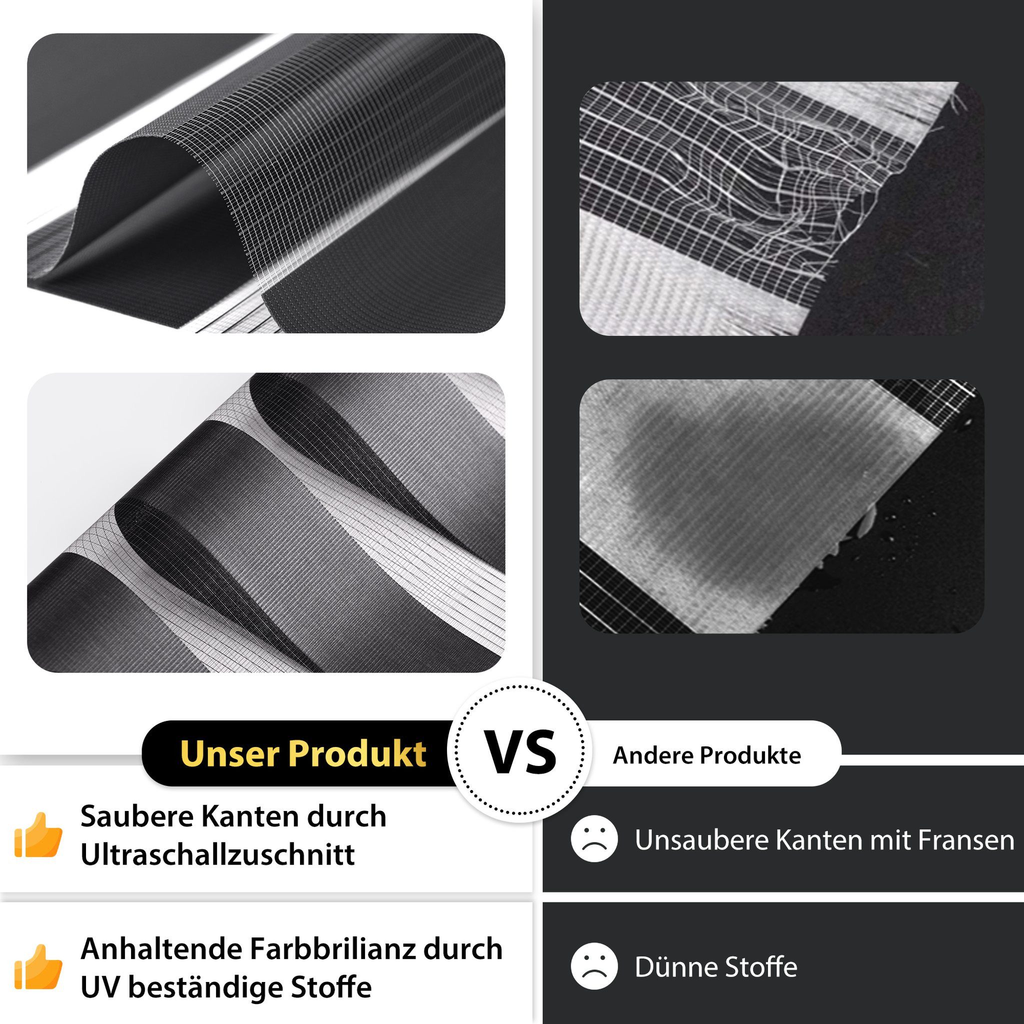 Doppelrollo 30 x 150 cm, schwarz [Stoffbreite 26,6 cm], jalousiescout, blickdicht, mit Bohren/ohne Bohren, freihängend, Klemmen, Kleben und Schrauben OHNE Aufpreis, Lichtdurchlässig, Klemmträger, Feuchtraumgeeignet
