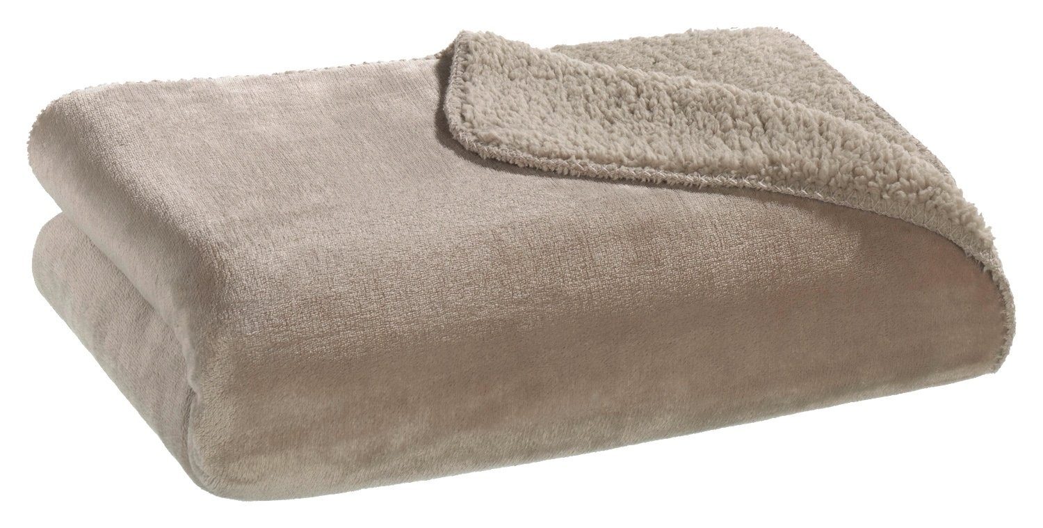 Wohndecke SEBASTIAN, Taupe, 150 x 200 cm, Polyester, casa NOVA, wendbar