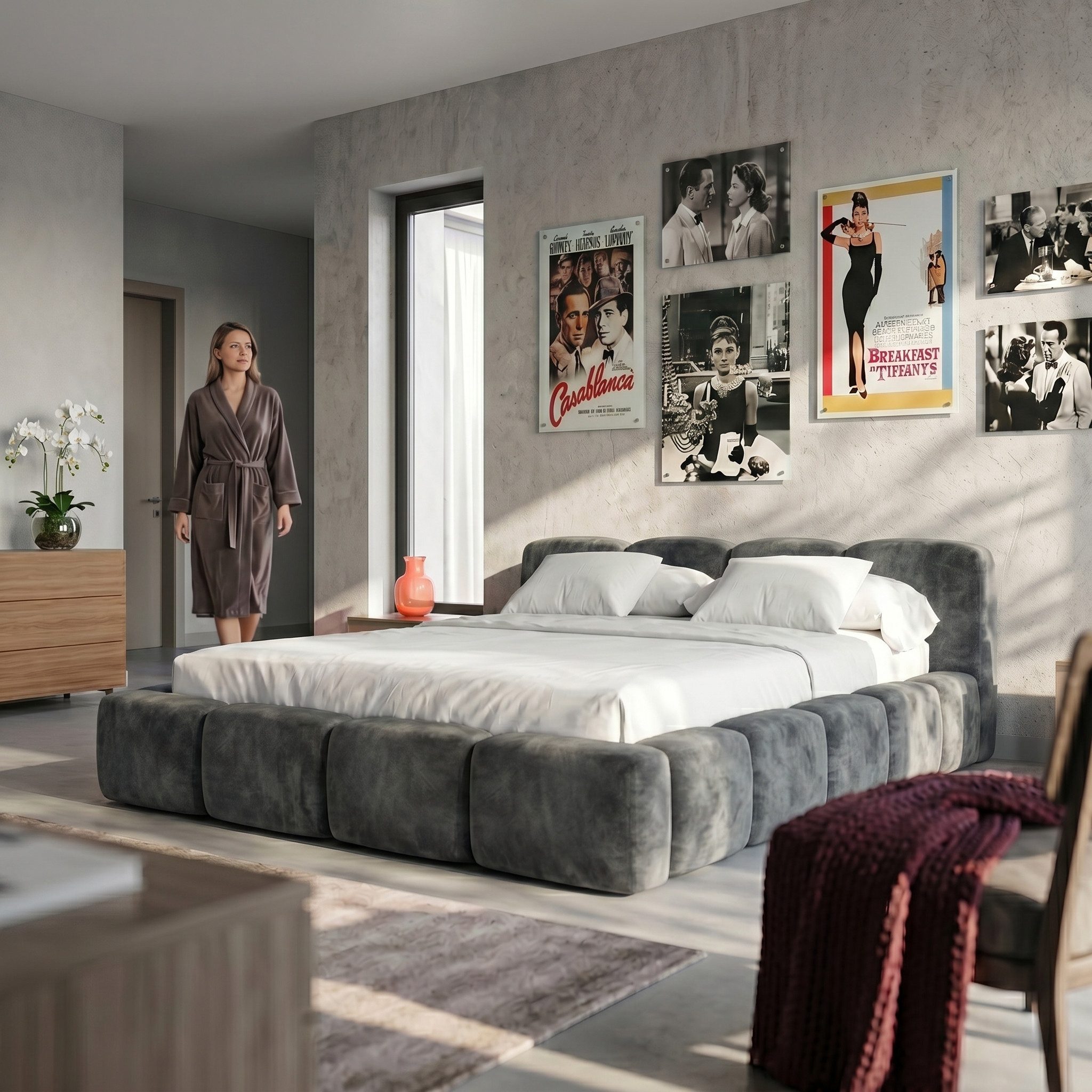Muffo Polsterbett SUENO (Ein Doppelbett 140x200 / 160x200 / 180x200 / 200x200 cm), mit Kopfteil Frei Verwendungsstelle, Metalllattenrost