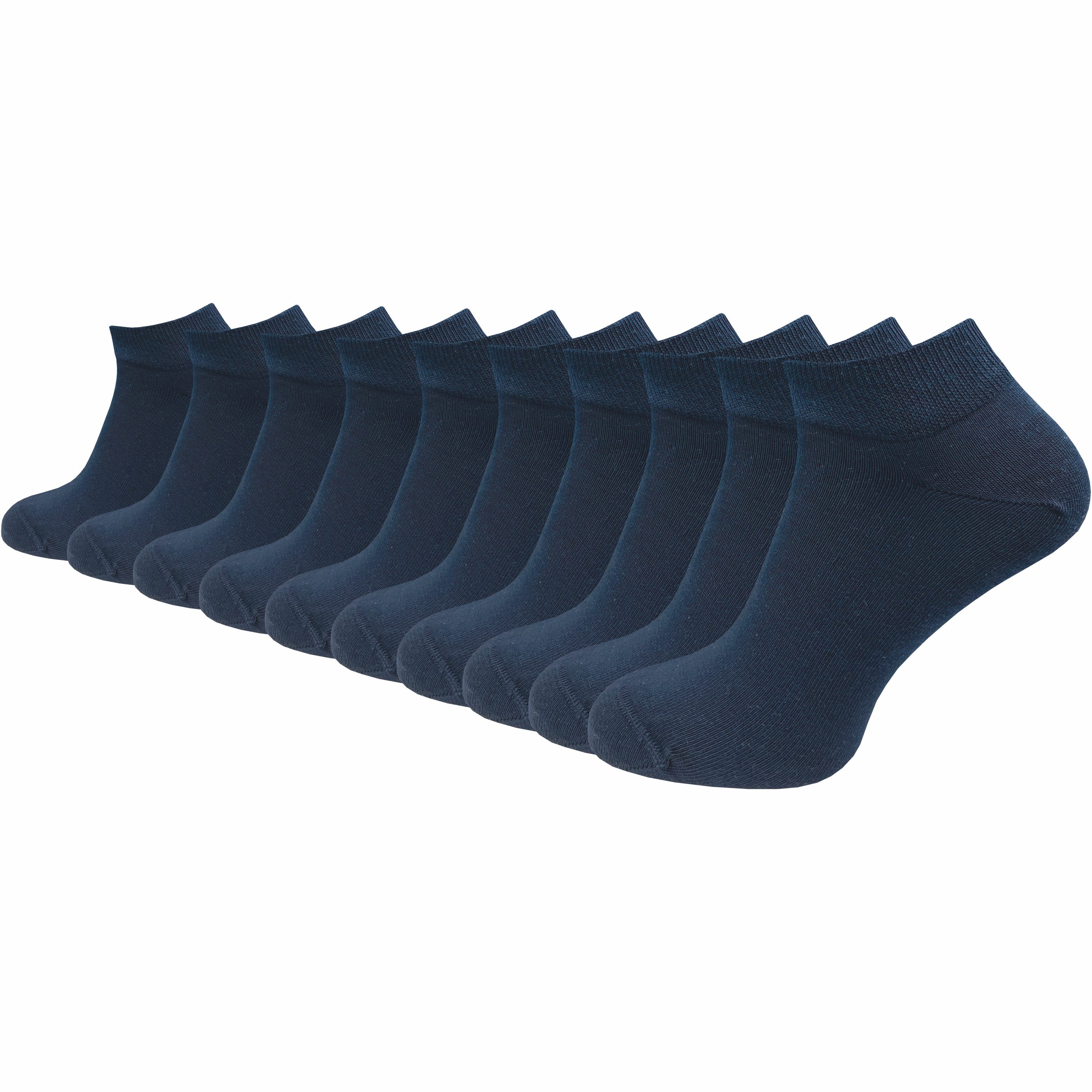 GAWILO Sneakersocken aus 100% Baumwolle für Damen (10-Paar) ohne drückende Naht über den Zehen - atmungsaktiv - absolut blickdicht