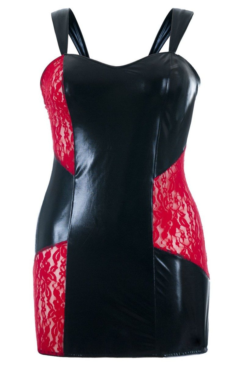 Babydollkleid Andalea Schwarz/rotes Wetlook Chemise SB/1006 Sexy Base Kollektion by