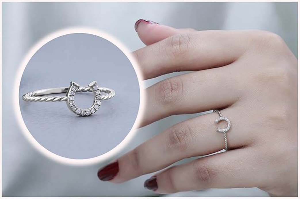 Jumpeak Diamantring Ring Gold Damen 585 Echtgold,Diamant Ring Damen,Hufeisenring,Eheringe, Promise Ring,Ring Damen,Mutter tochter Geschenk,Geschenk Schwester