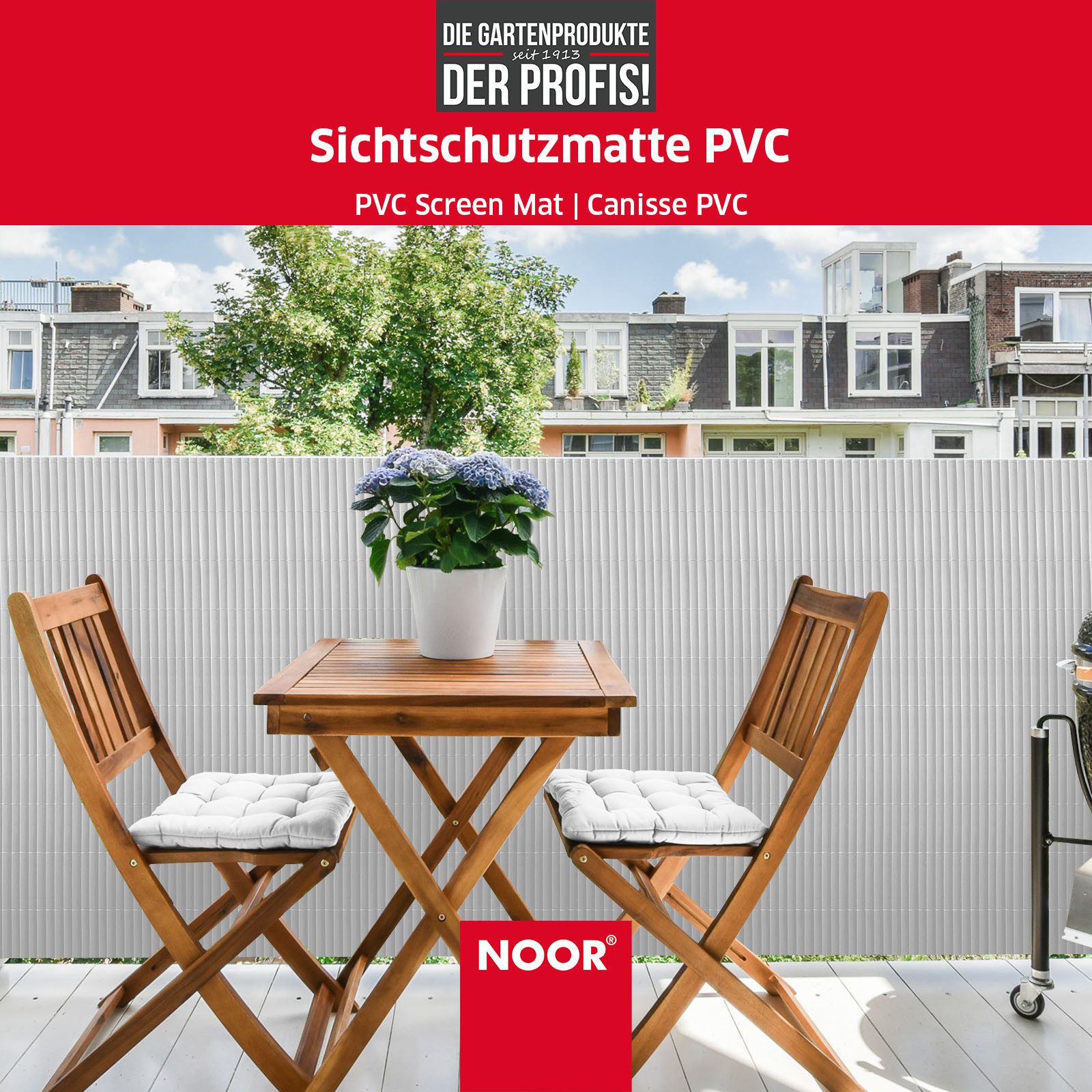 NOOR Sichtschutzzaunmatten PVC Sichtschutzzaun, Sichtschutzmatte aus Kunststoff für Garten, Balkon und Terrasse