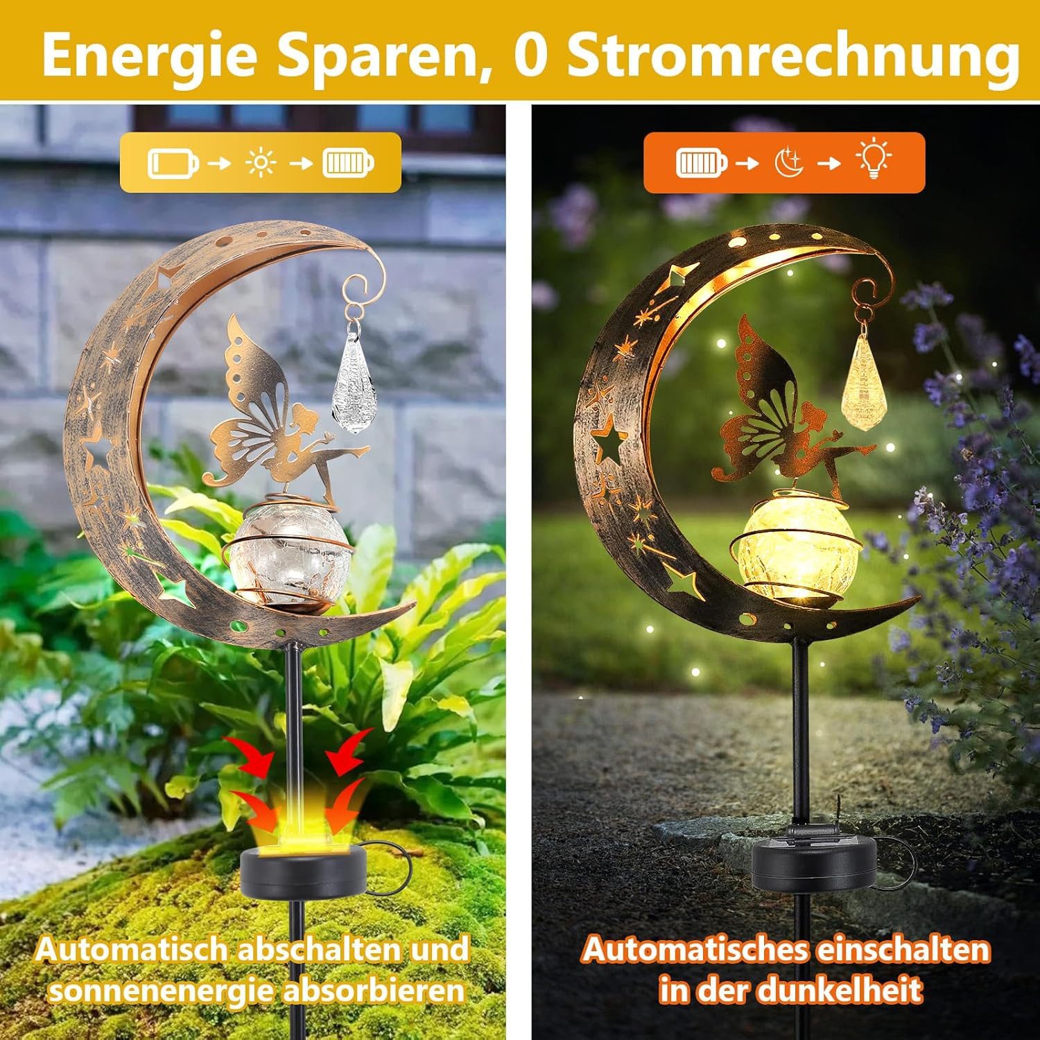 zggzerg Gartenleuchte Mond Solarlampen, Gartenleuchte Wasserdichte günstig online kaufen
