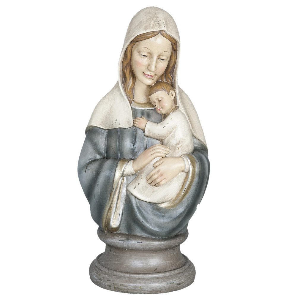 Clayre & Eef Weihnachtsfigur Figur Maria 19x15x39 cm Blau Beige Polyresin Weihnachtsdekoration, Perfekt für jeden Anlass sowie zur Weihnachtszeit