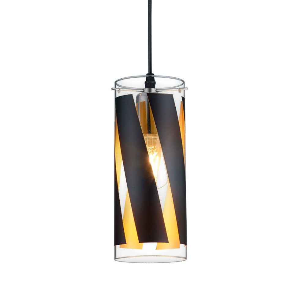 etc-shop LED Pendelleuchte, Leuchtmittel Decken Warmweiß, FILAMENT Lampe Streifen Glas Design Pendel inklusive, Hänge