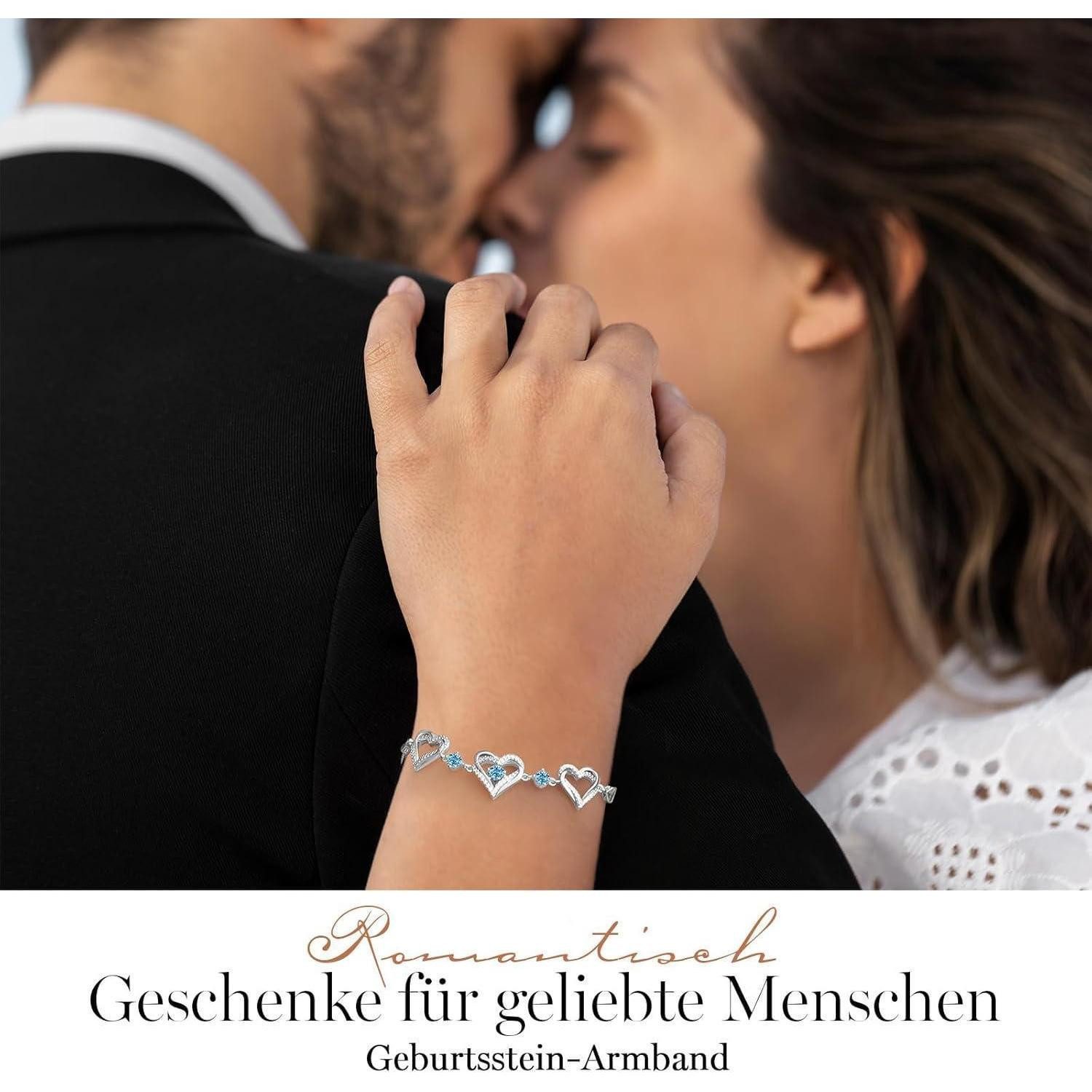 LuxusKollektion Tennisarmband Armband Damen 925 Silber Herz Rosegold Rhodinierung März Kupfer