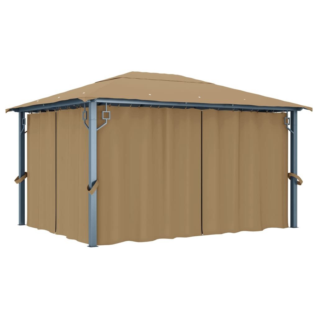 Thumbnail - vidaXL Pavillon, Partyzelt mit Vorhang 400x300 cm Taupe Aluminium