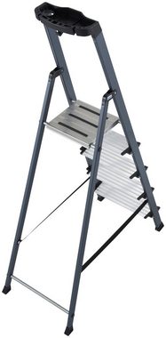 KRAUSE Stehleiter Securo, Alu eloxiert, 1x5 Stufen, Arbeitshöhe ca. 305 cm