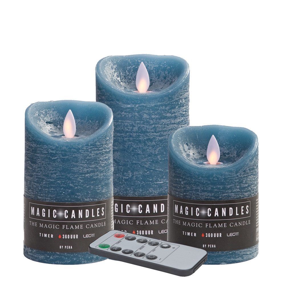 BY PEHA LED-Kerze MB-20174 3er LED Echtwachskerzen jeans FB Timer Dimmer Fl günstig online kaufen