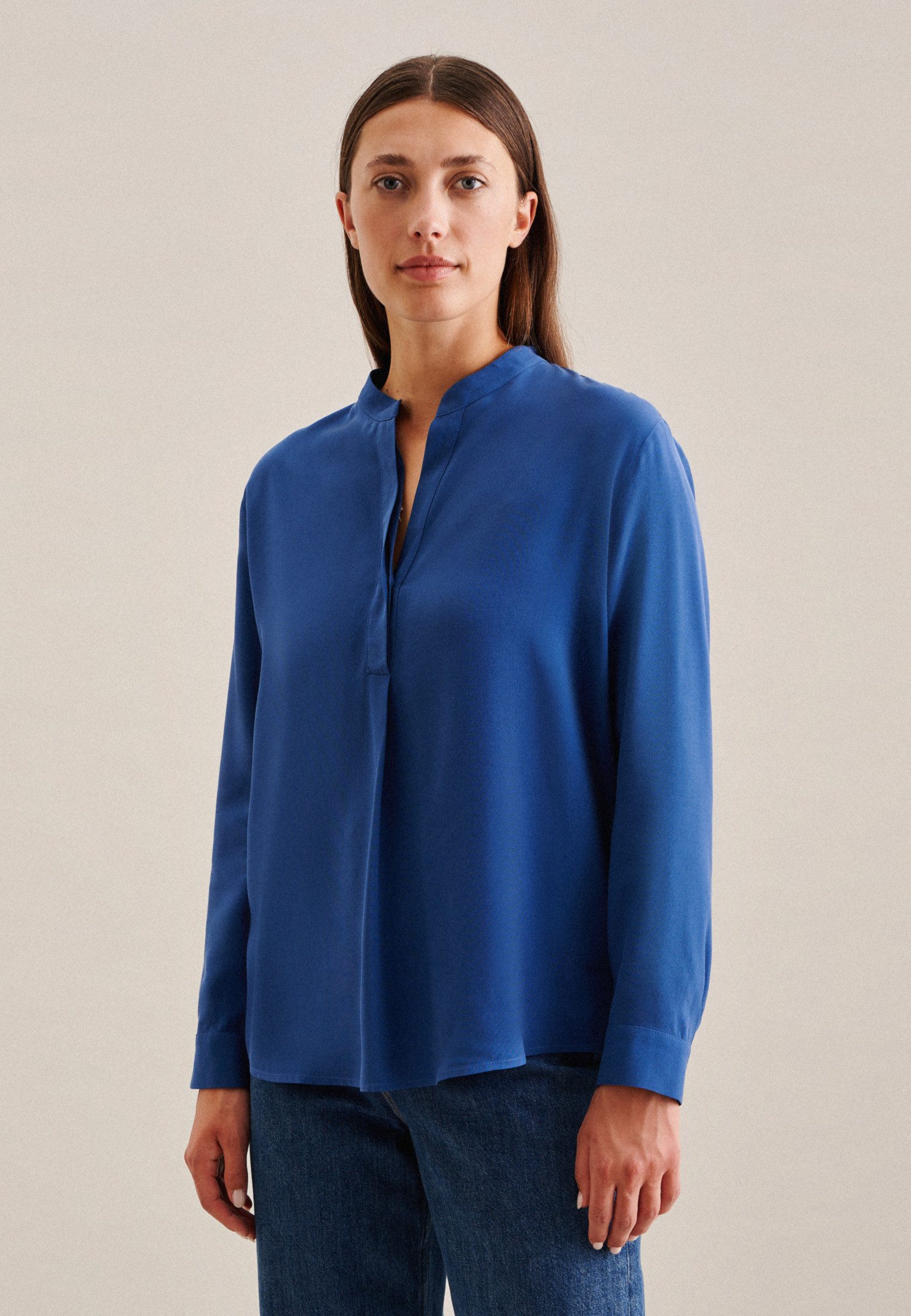 seidensticker Klassische Bluse 1/1 V-Neck Uni günstig online kaufen