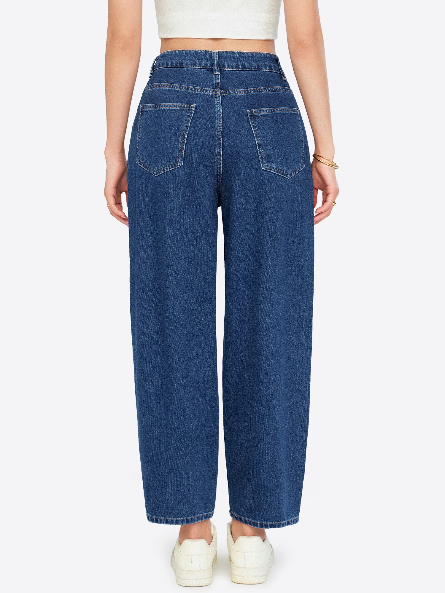 Imily Bela Mom-Jeans Damen hochtaillierte Loose-fit-Jeans mit Destroyed-Details (Packung, 1-tlg., 1per-Pack) Fünf-Taschen-Konstruktion