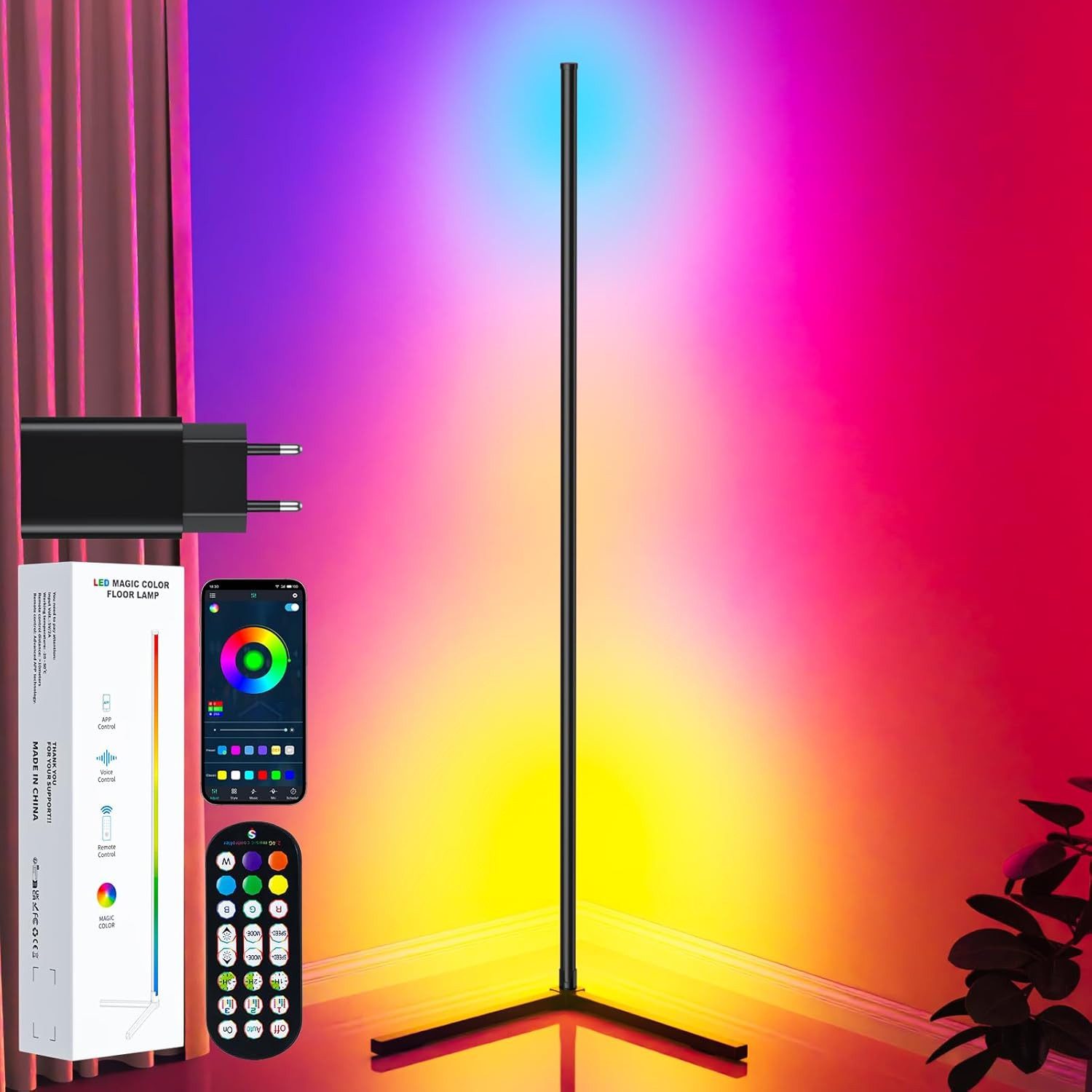 Lujasi LED Stehlampe Stehlampe Wohnzimmer 165cm, RGB Ecklampe Dimmbar mit A günstig online kaufen