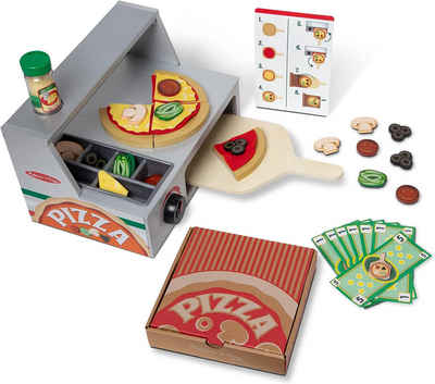 Melissa & Doug Spiel-Kochgeschirr Pizza Ofen Spielzeugladen, Holz Lebensmittelsets Küchenspielzeug, (41-tlg)