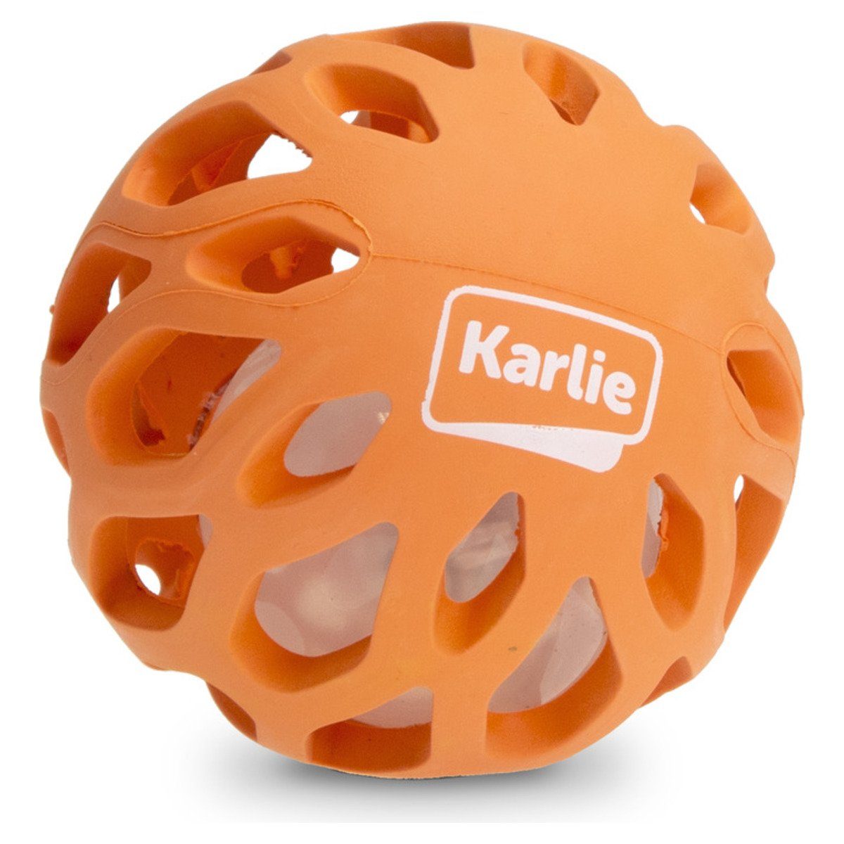 Tierball Gitterball mit TPR LED Leuchtkugel orange